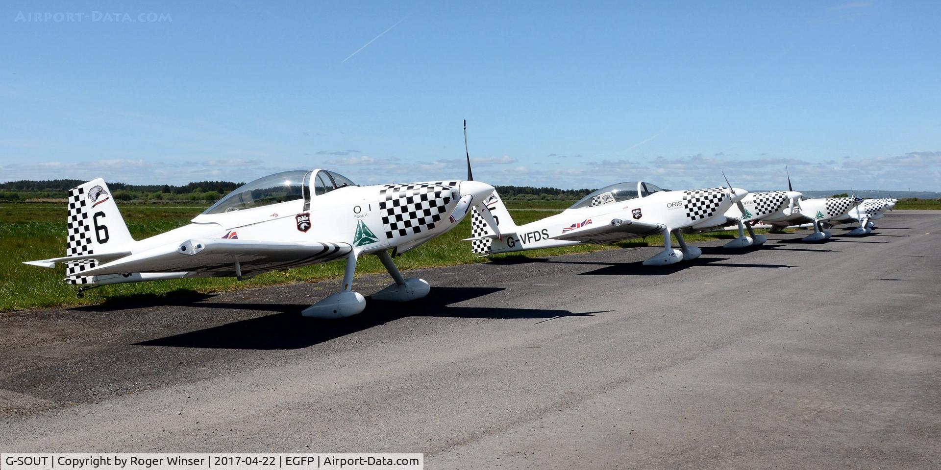 G-SOUT, 2006 Vans RV-8 C/N PFA 303-13295, Visiting RV-8, Raven 6 of Team Raven lined up with the other team members.