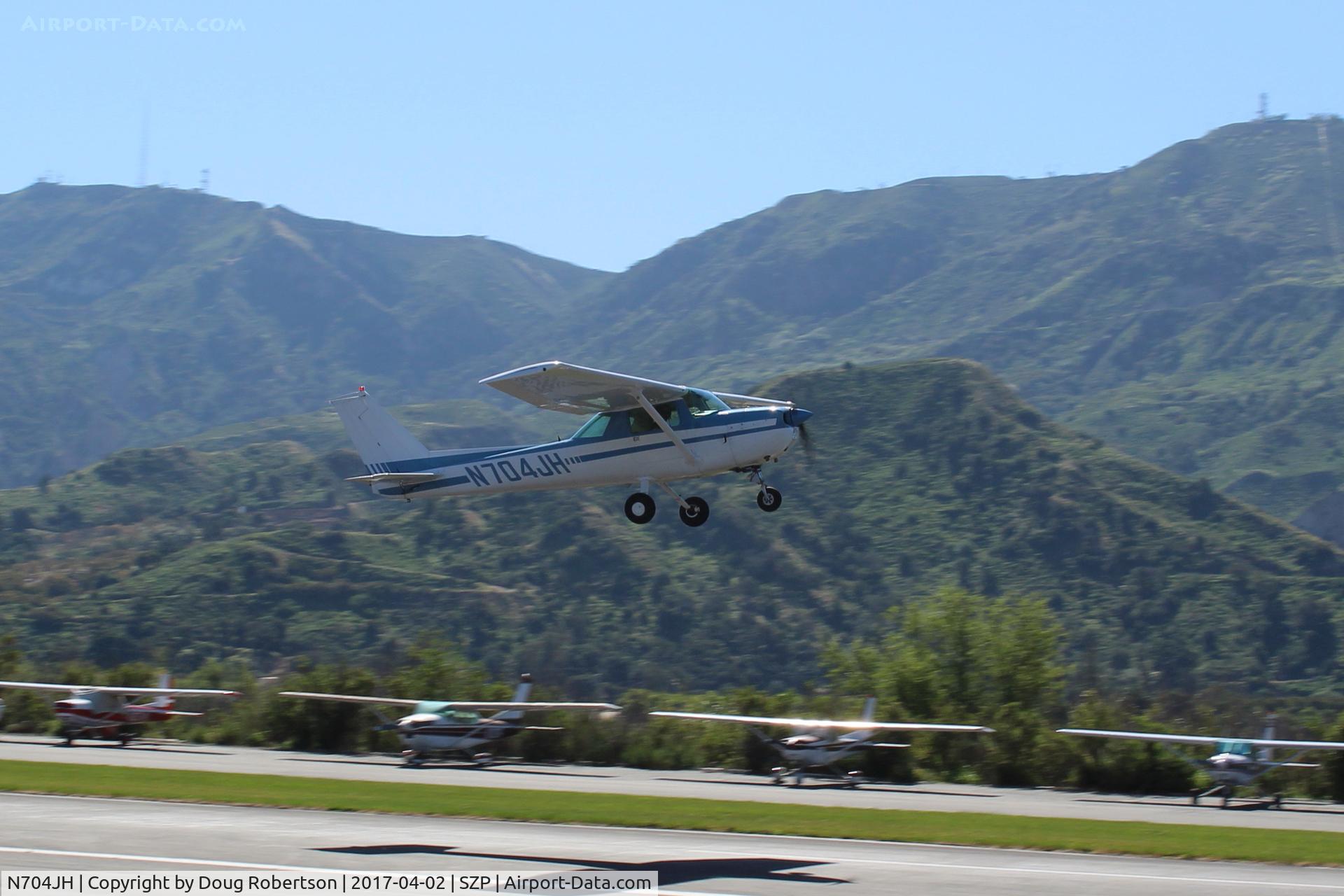 N704JH, 1976 Cessna 150M C/N 15078644, 1976 Cessna 150M, Continental O-200 100 Hp, takeoff climb Rwy 22
