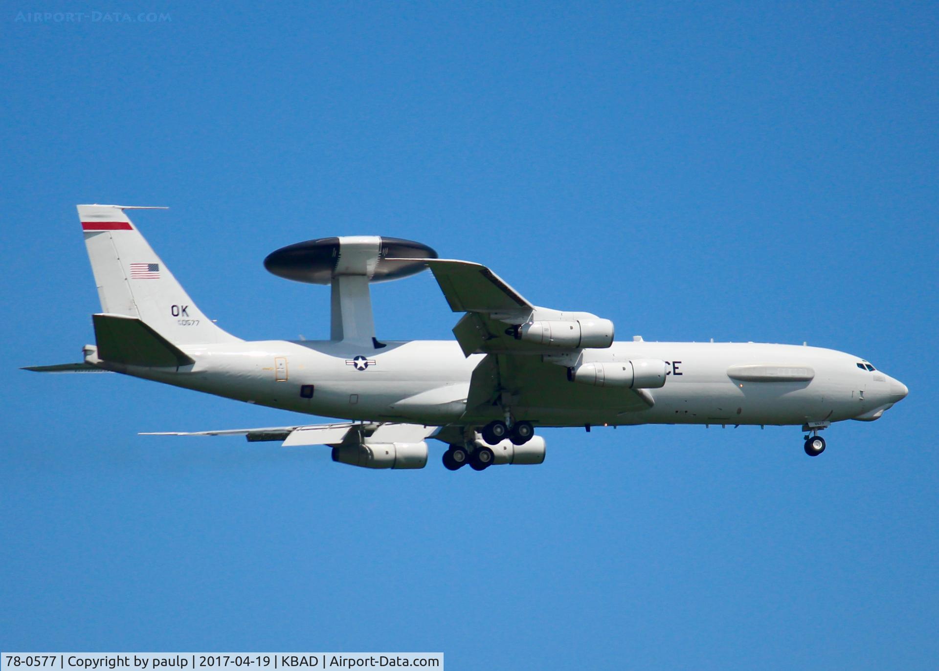 78-0577, 1978 Boeing E-3B Sentry C/N 21753, At Barksdale Air Force Base.