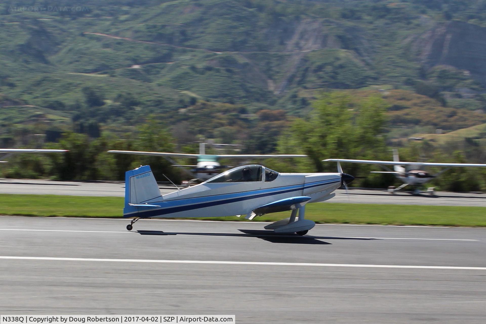 N338Q, 1971 Thorp T-18 Tiger C/N 70, 1971 Thorp T-18 TIGER. Lycoming O-290 135 Hp, landing roll Rwy 22. First T-18 flight (O-360 180 Hp Lyc.) was 12 May 1964. Thorp founded Thorp Engineering Co. to market T-18 plans.