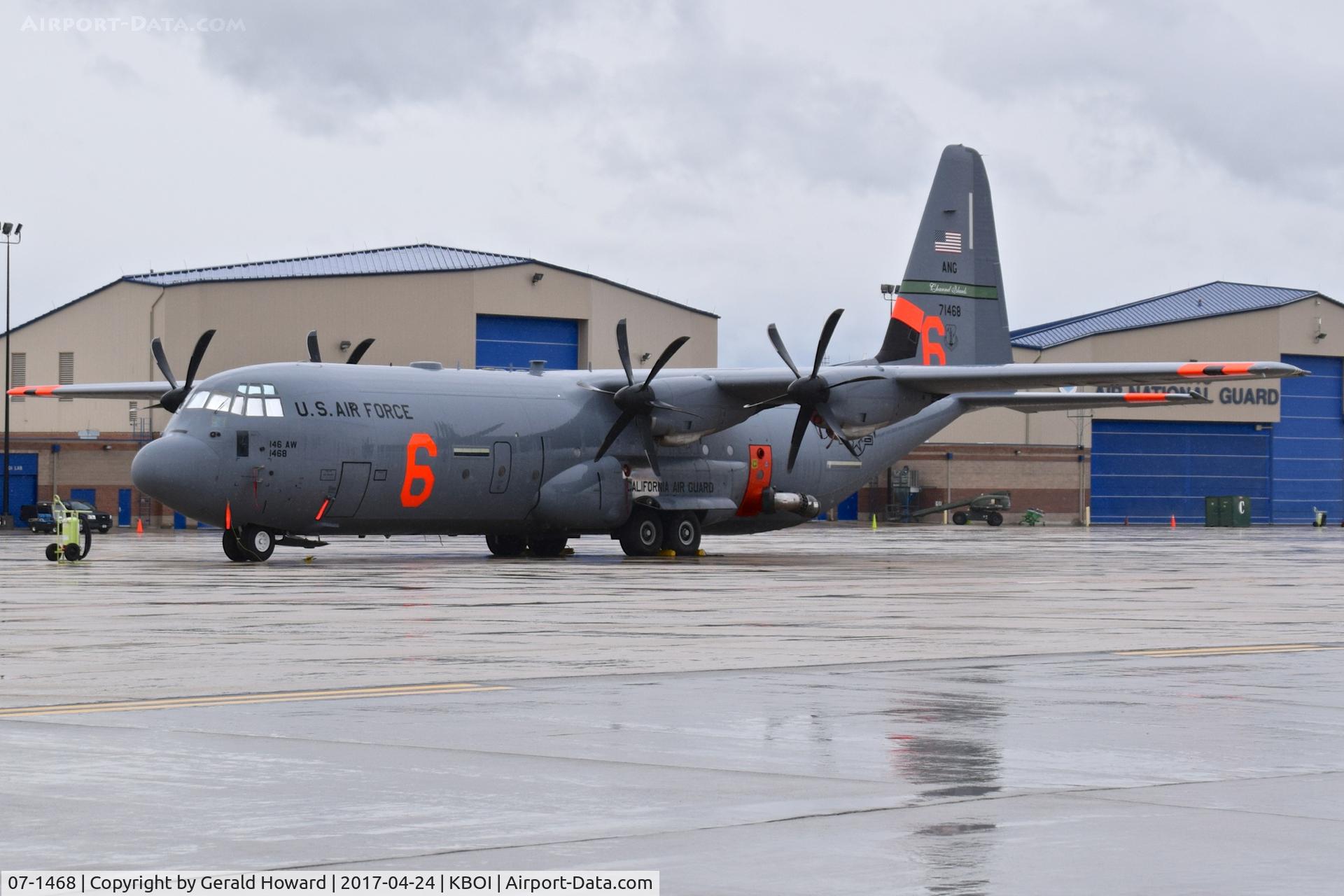 07-1468, 2008 Lockheed Martin C-130J-30 Super Hercules C/N 382-5594, At BOI to train with MAFFS.  146th Air Wing, CA ANG.