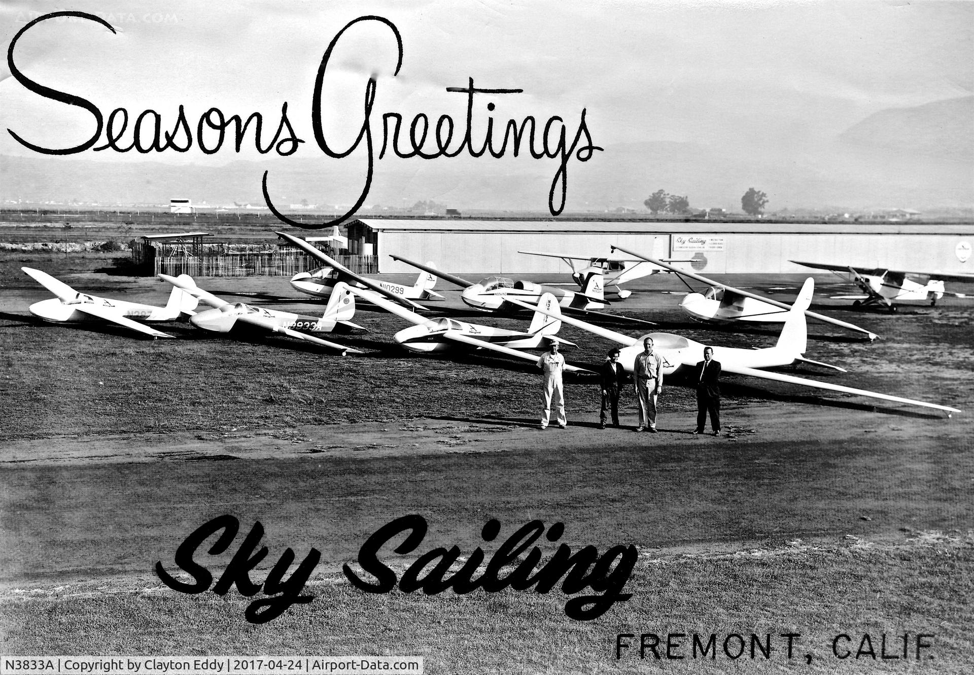 N3833A, Schweizer SGS 1-26 C/N 90, Fremont Airport California Sky Sailing 1971.