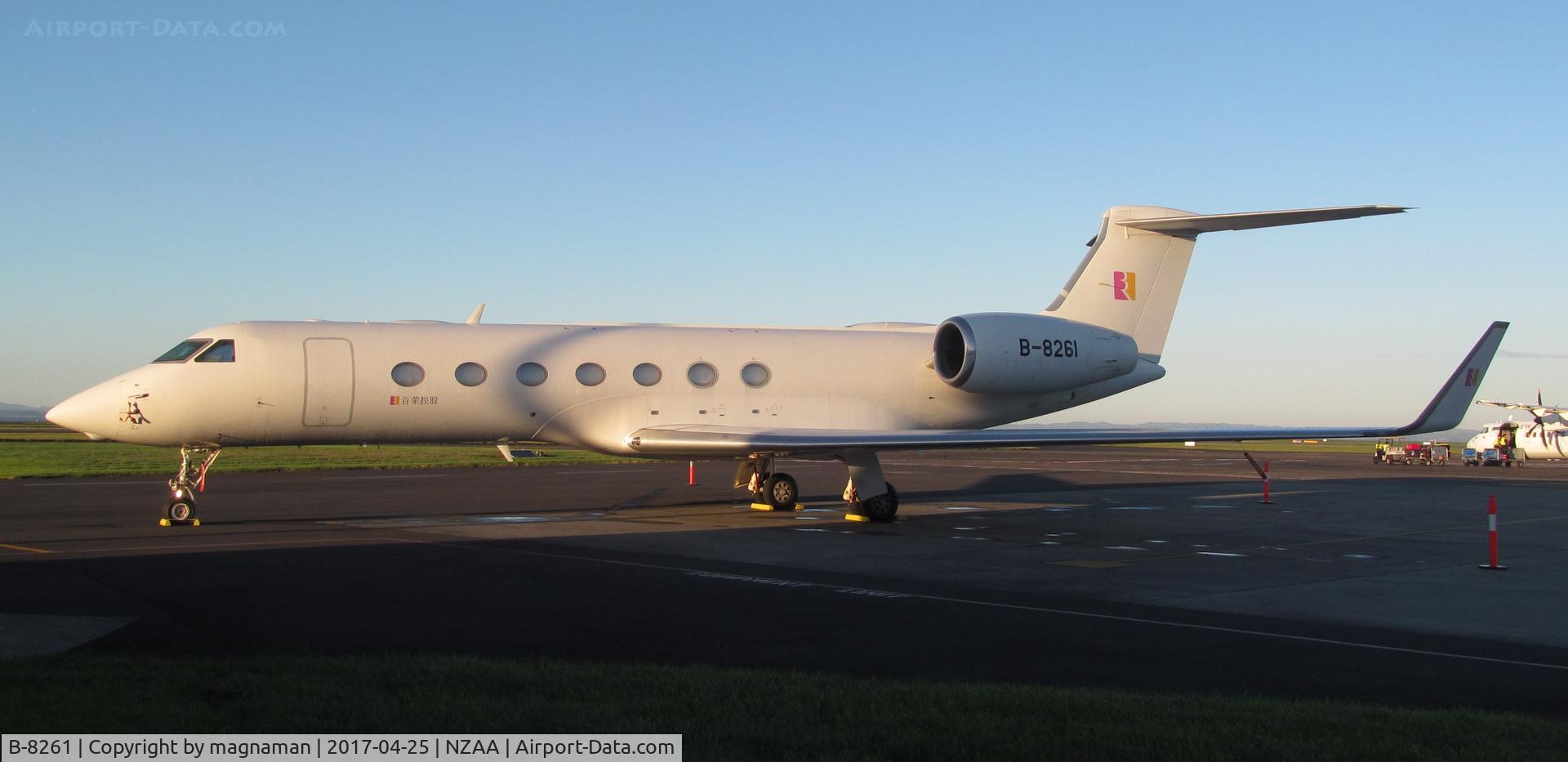 B-8261, Gulfstream Aerospace GV-SP (G550) C/N 5364, At AKL in early morning sun on ANZAC day.