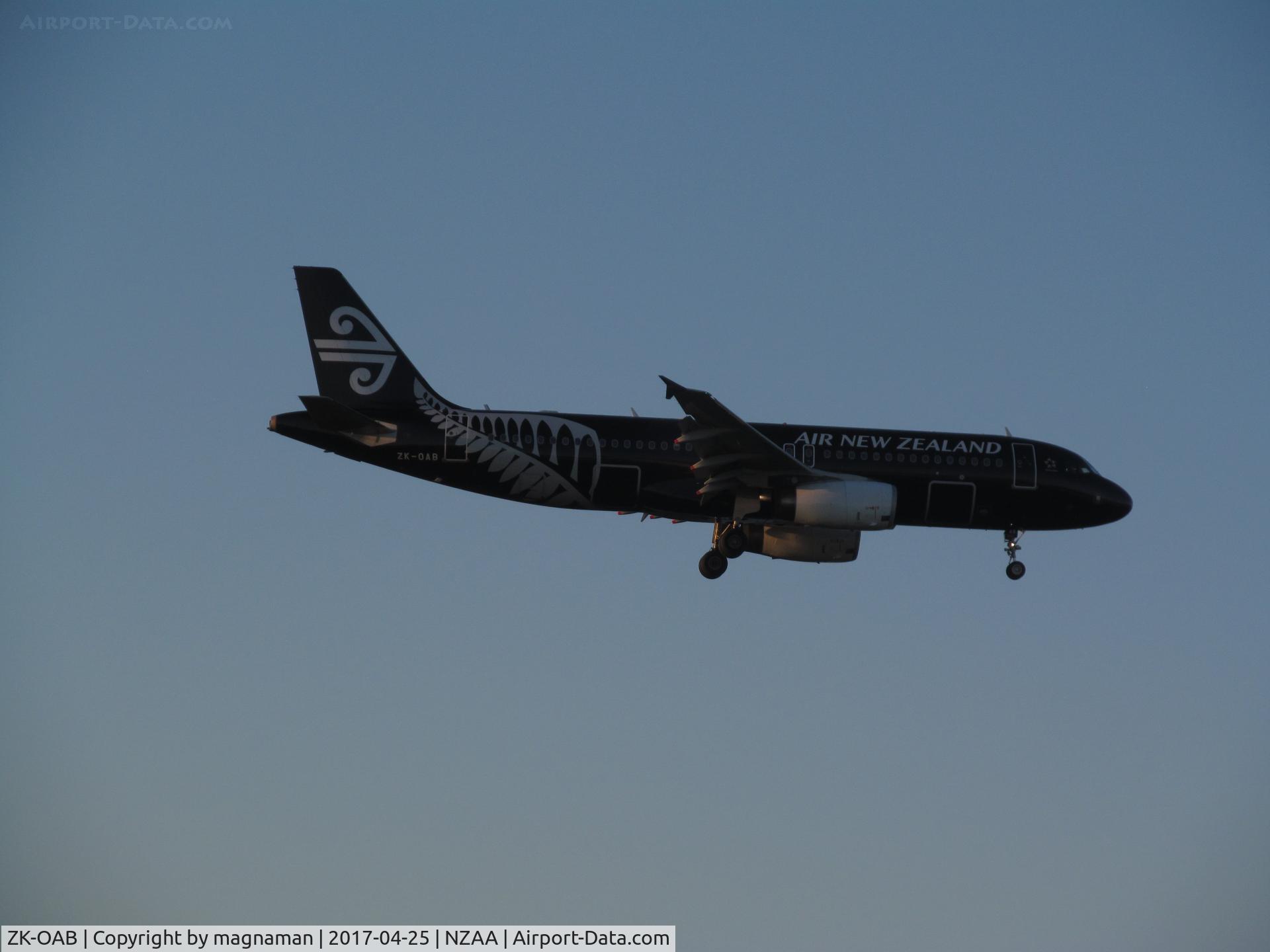 ZK-OAB, 2010 Airbus A320-232 C/N 4553, early morning incomer