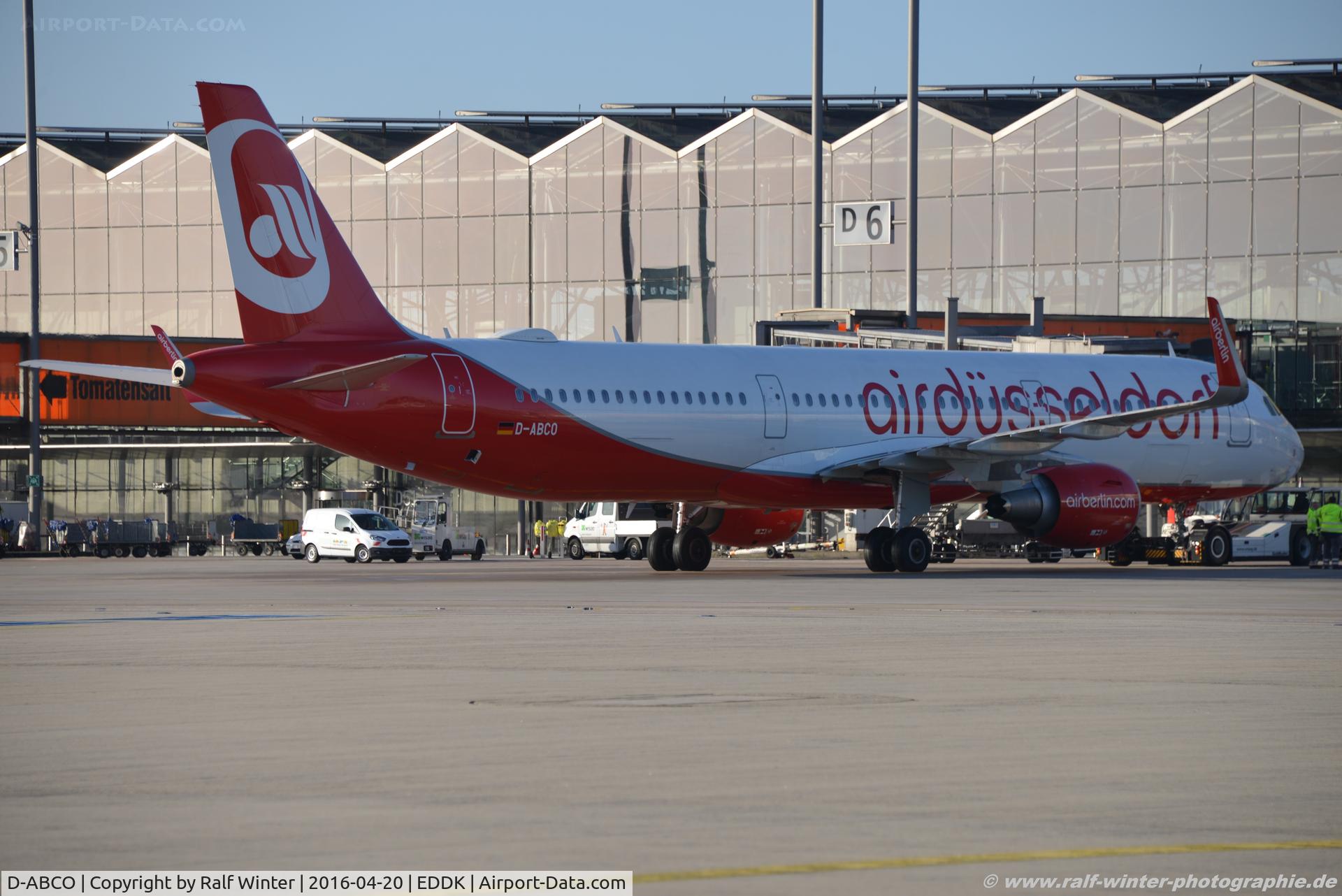 D-ABCO, 2015 Airbus A321-211 C/N 6501, Airbus A321-211(W) - AB BER Air Berlin 'Air Düsseldorf' - 6501 - D-ABCO - 20.04.2016 - CGN