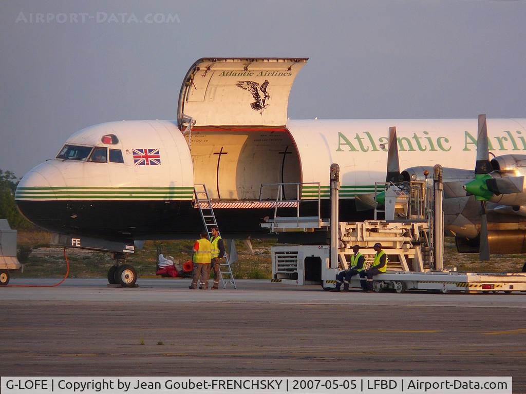 G-LOFE, 1966 Lockheed L-188C(A) Electra C/N 1144, Atlantic Airlines parking Fox