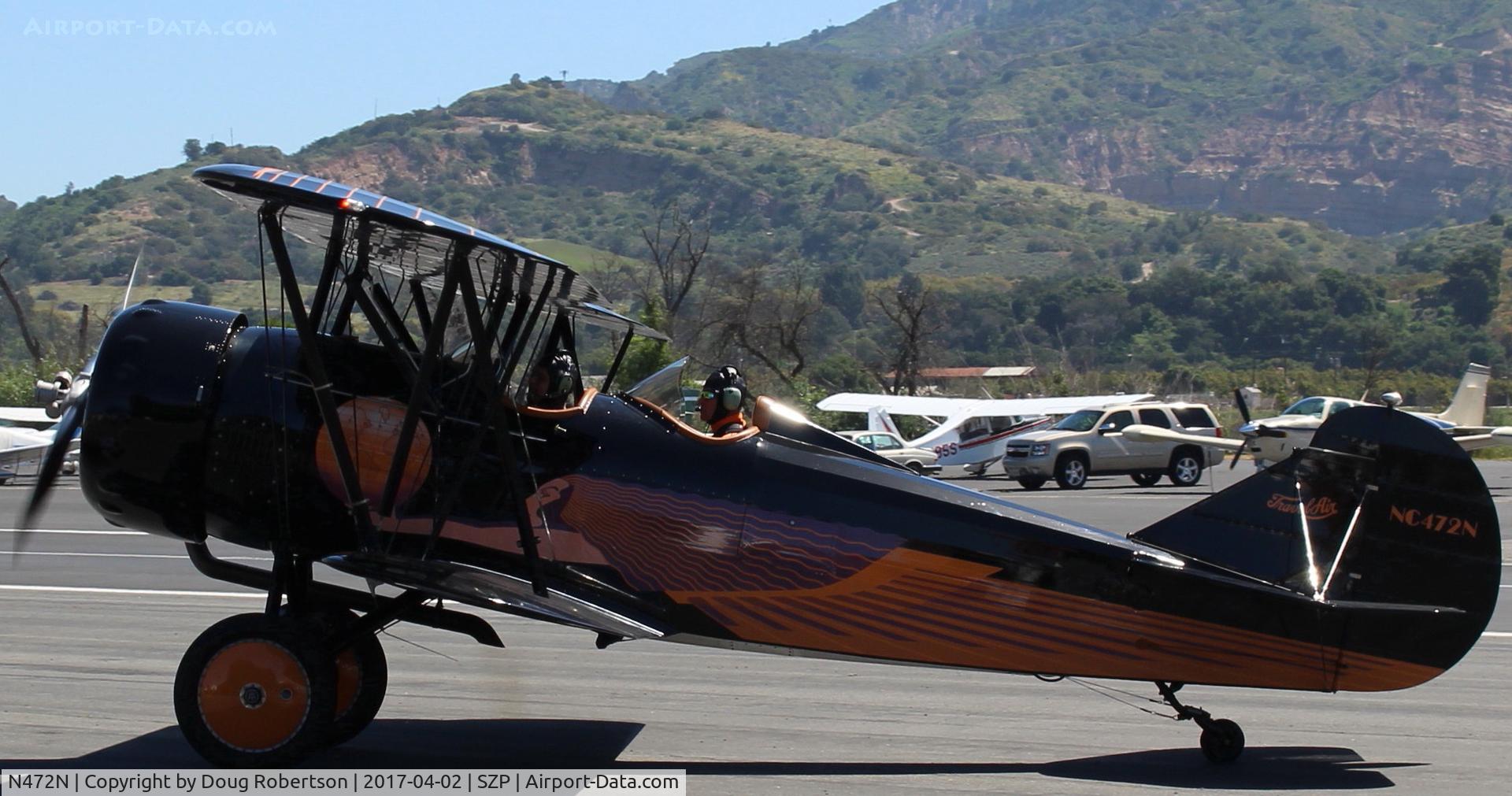 N472N, 1929 Travel Air D-4-D C/N 1362, 1929 Travel Air D-4-D, Lycoming R680E3B 260 Hp radial, 9 cylinder, taxi off the active