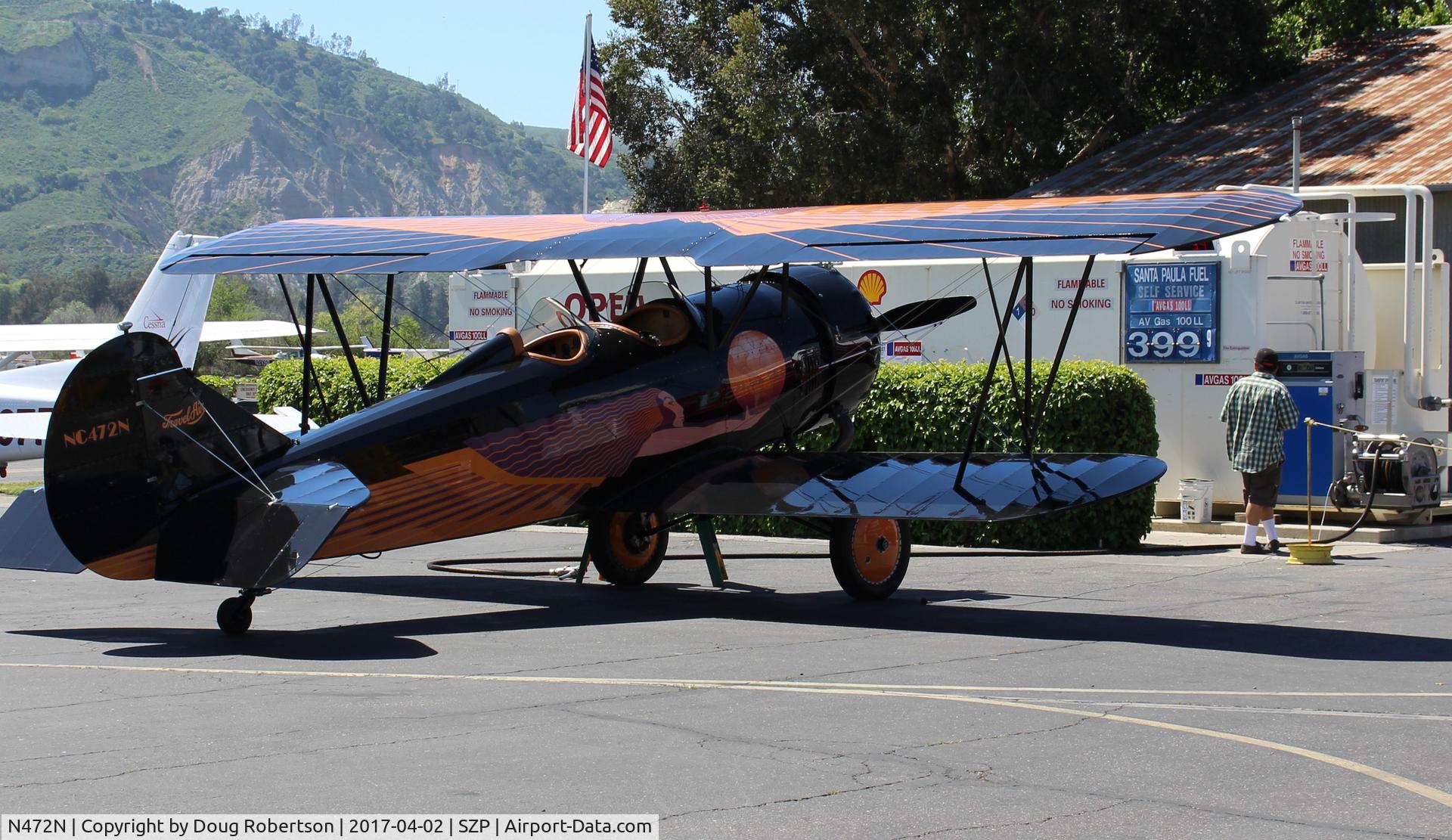 N472N, 1929 Travel Air D-4-D C/N 1362, 1929 Travel Air D-4-D, Lycoming R680E3B 260 Hp 9 cylinder radial, at Fuel Dock