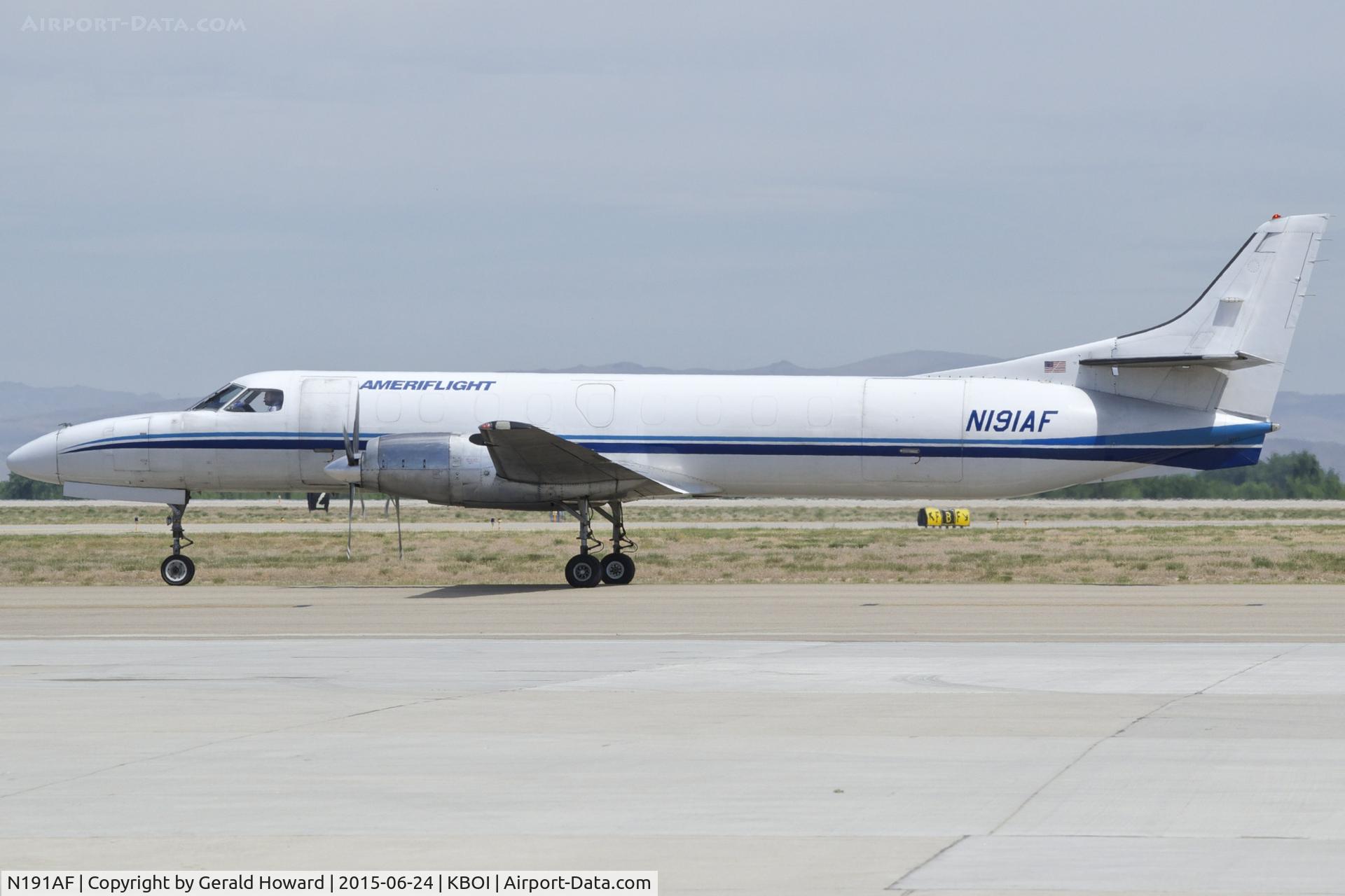 N191AF, 1981 Fairchild Swearingen SA-227AC Metro III C/N AC-491, Taxiing on Kilo to south GA ramp.
