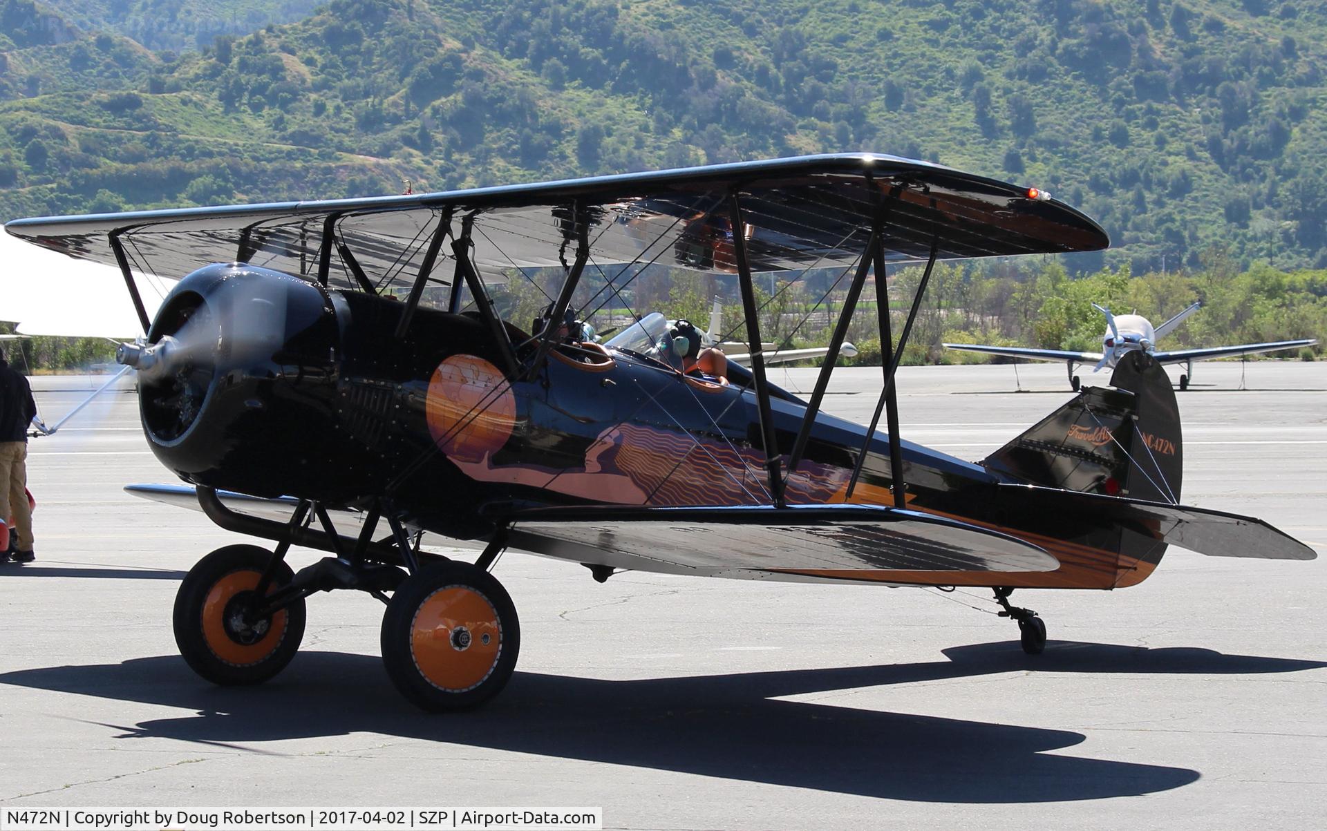 N472N, 1929 Travel Air D-4-D C/N 1362, 1929 Travel Air D-4-D, Lycoming R680E3B 260 Hp 9 cylinder radial, three seats, taxi to transient ramp