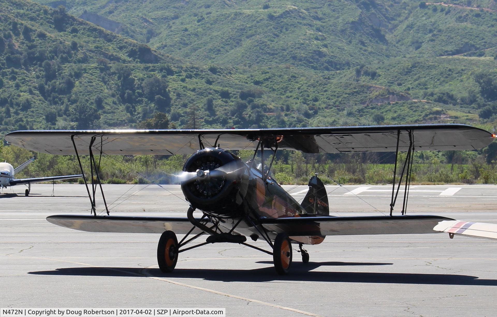 N472N, 1929 Travel Air D-4-D C/N 1362, 1929 Travel Air D-4-D, Lycoming R680E3B 9 cylinder 260 Hp radial, arrival taxi off the active. One of just fifteen still active?