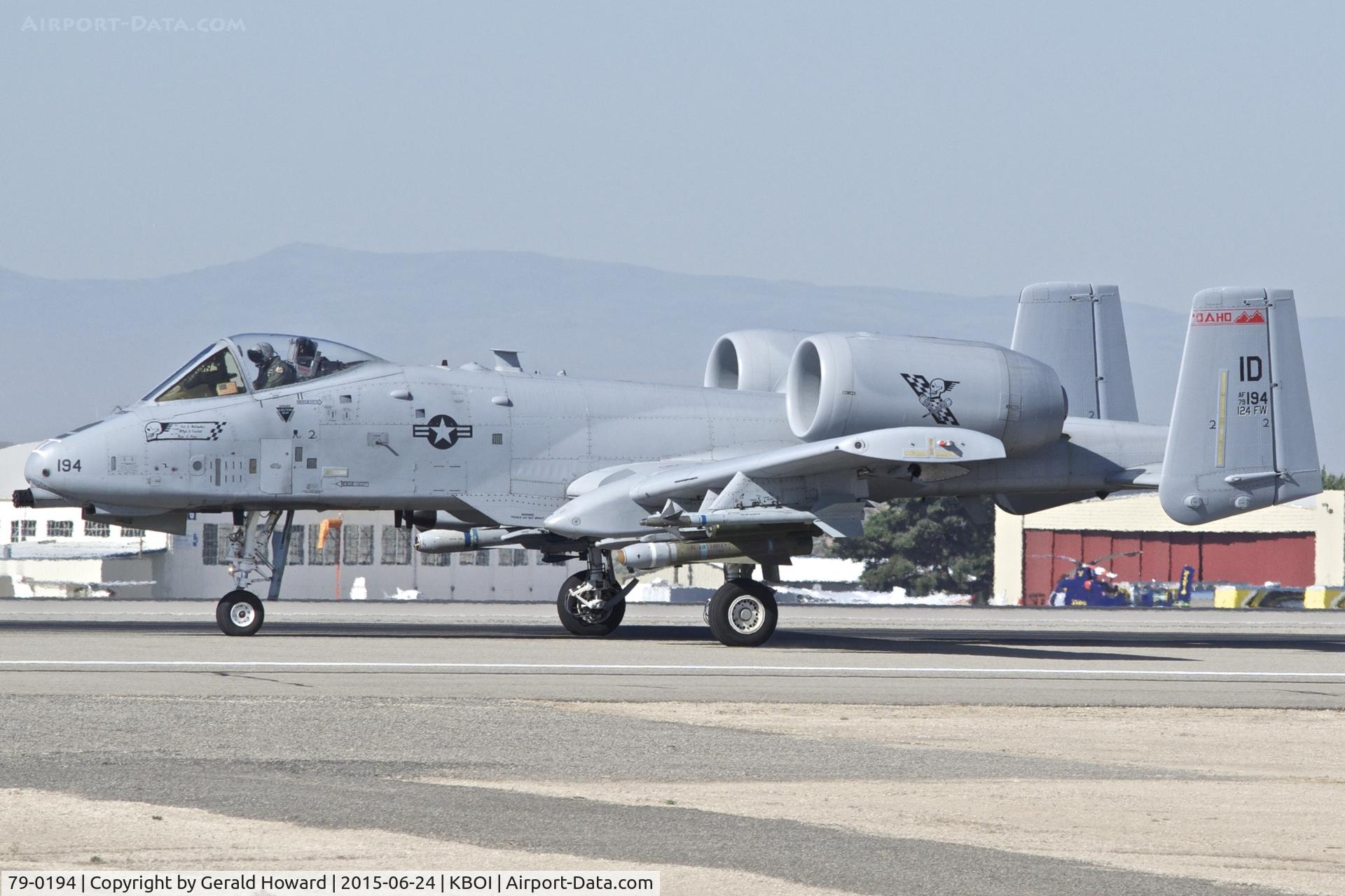 79-0194, 1979 Fairchild Republic A-10C Thunderbolt II C/N A10-0458, Take off roll on RWY 10L.  190th Fighter Sq., Idaho ANG.
