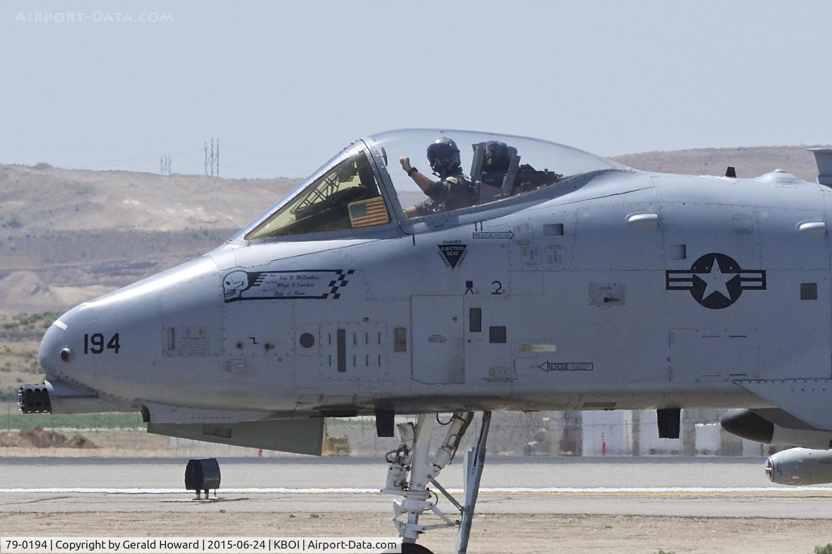 79-0194, 1979 Fairchild Republic A-10C Thunderbolt II C/N A10-0458, Taxiing on Alpha.  190th Fighter Sq., Idaho ANG.