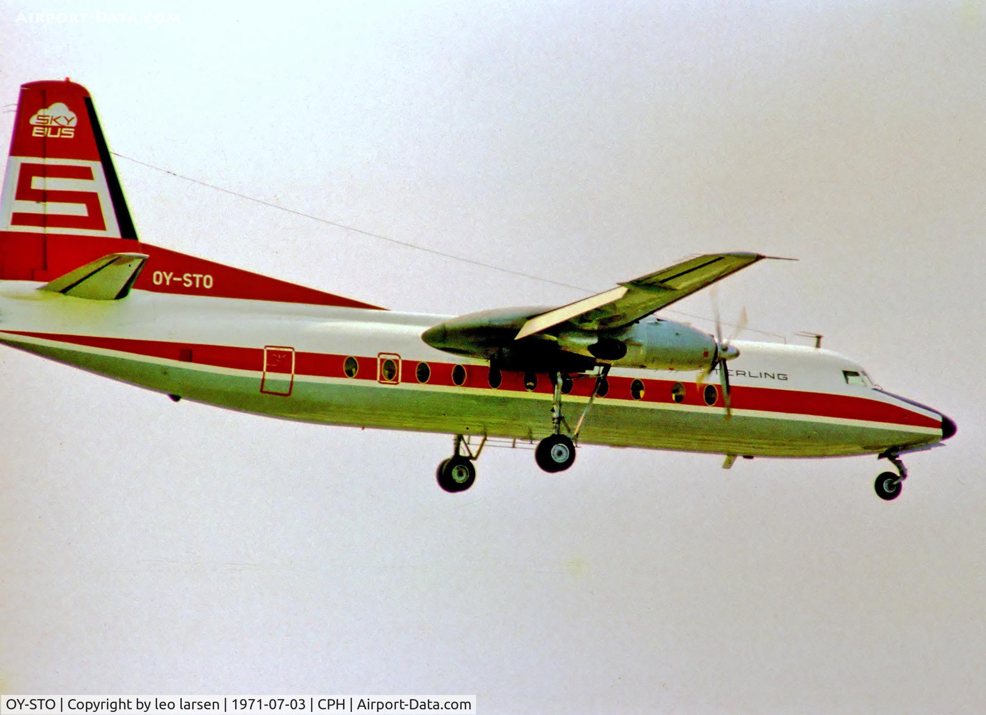 OY-STO, 1967 Fokker F-27-500 Friendship C/N 10341, Copenhagen 3.7.1971