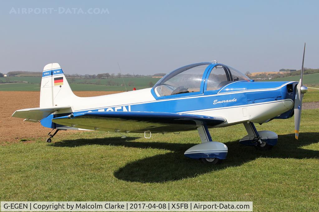 G-EGEN, 1961 Piel CP-301A Emeraude C/N AB.402, Piel CP-301A Emeraude. Fishburn Airfield UK. April 8th 2017.