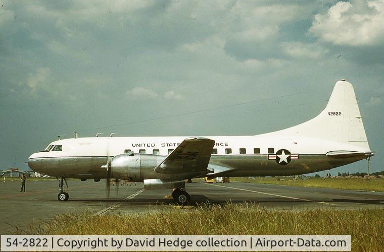 54-2822, 1954 Convair C-131D Samaritan C/N 232, taken in 1968 and believed with HQ 3rd AF