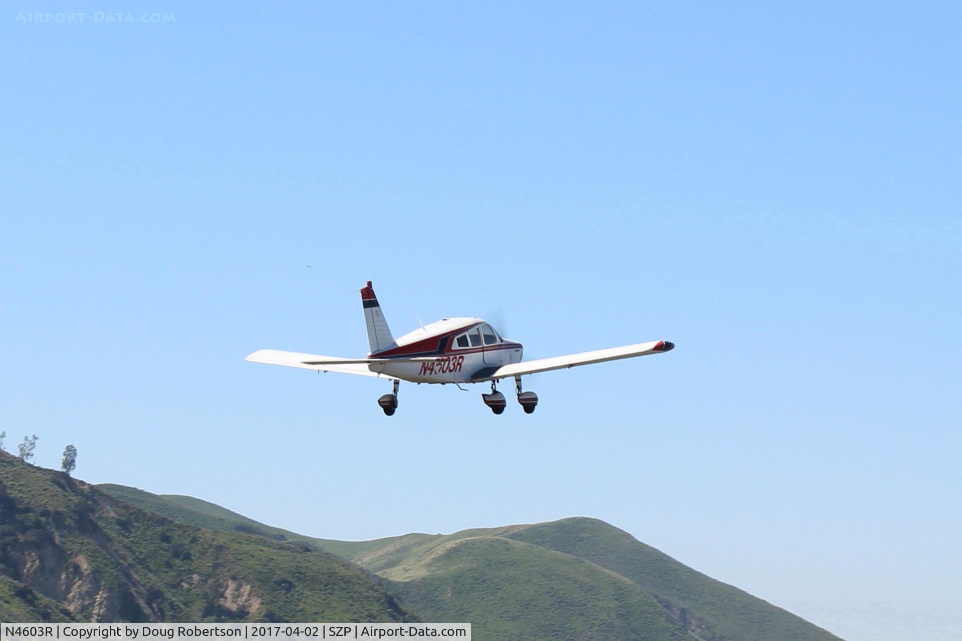 N4603R, 1965 Piper PA-28-140 Cherokee C/N 28-21351, 1965 Piper PA-28-140 CHEROKEE, Lycoming O-320-E2A 150 Hp, takeoff climb Rwy 22