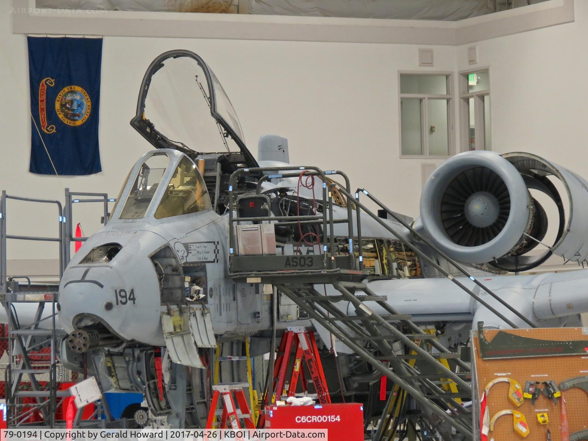 79-0194, 1979 Fairchild Republic A-10C Thunderbolt II C/N A10-0458, Undergoing maintenance.  190th Fighter Sq., Idaho ANG.