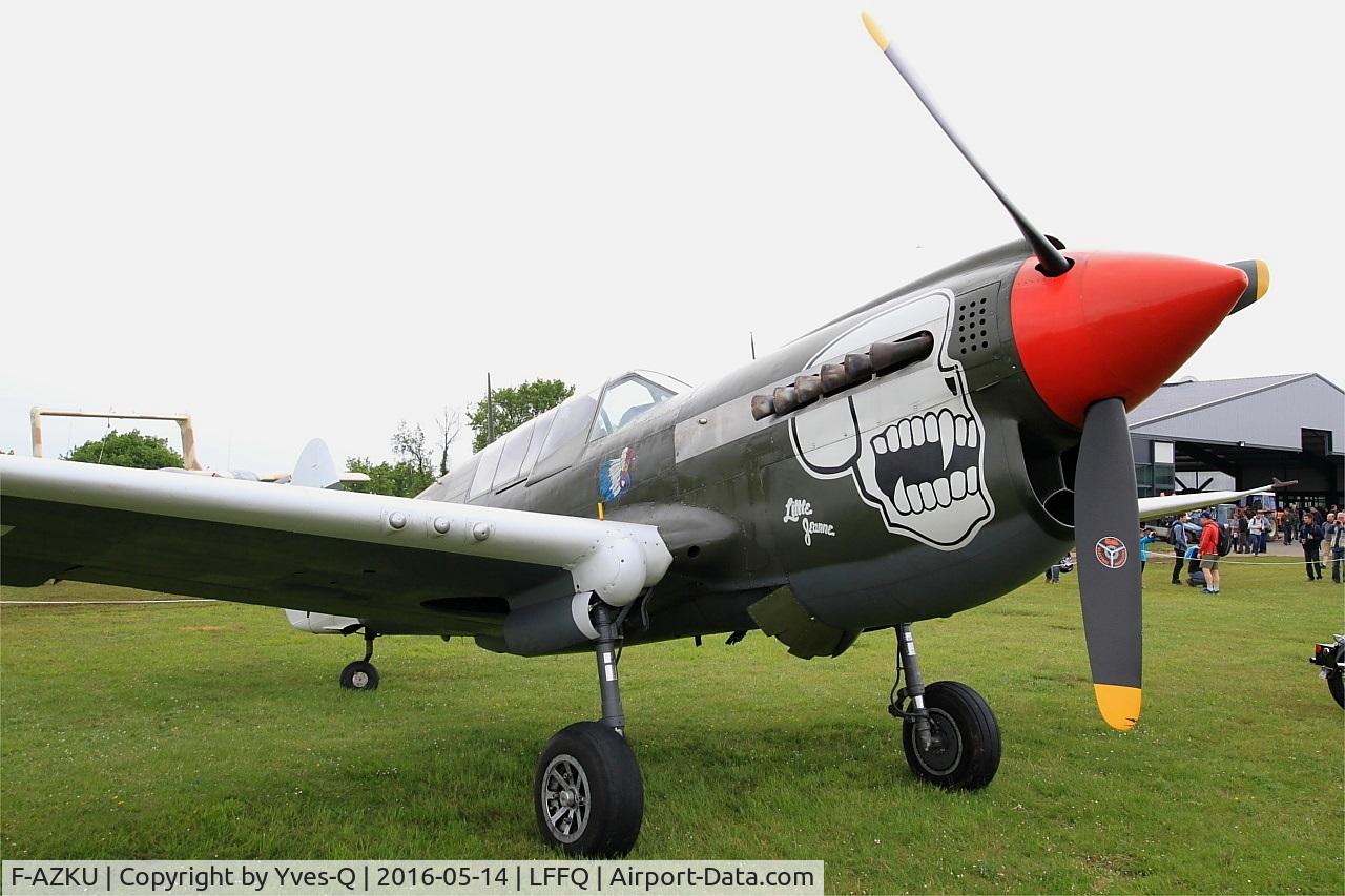 F-AZKU, 1942 Curtiss P-40N Warhawk C/N 29677, Curtiss P-40N Warhawk, Static park, La Ferté-Alais (LFFQ) Air show 2016