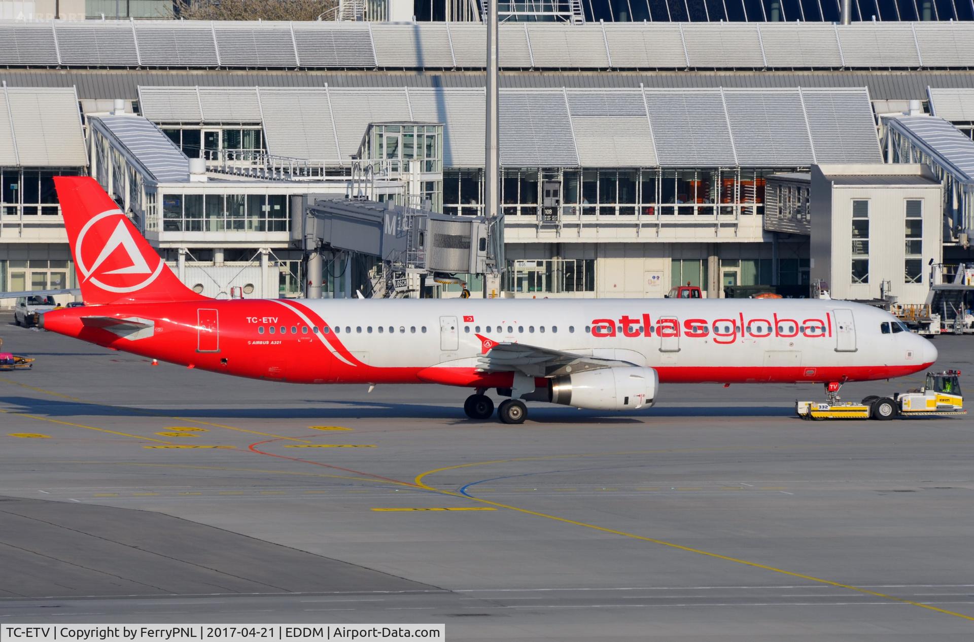 TC-ETV, 2003 Airbus A321-231 C/N 1950, Atlas Global A321 pushed back.