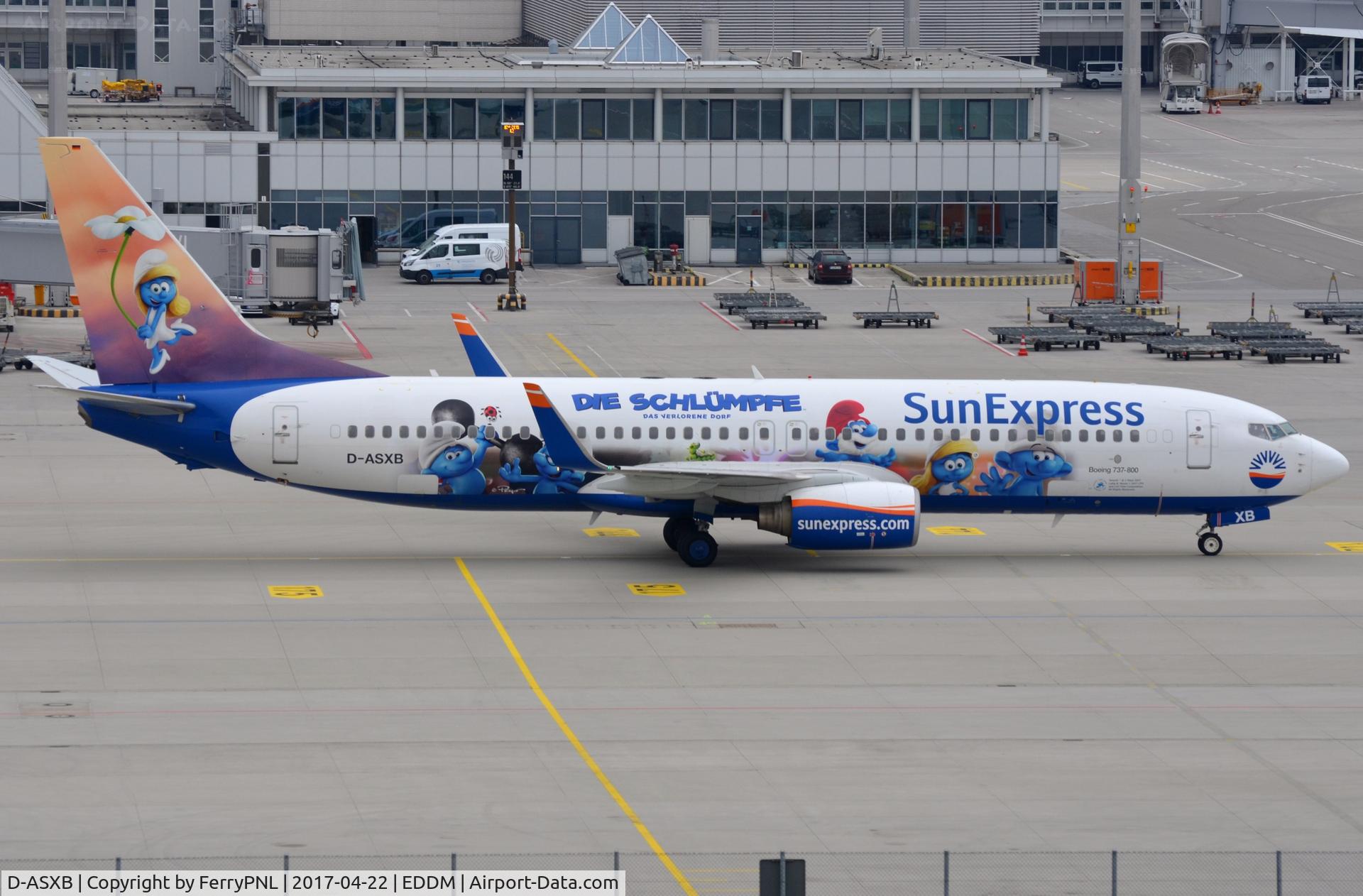 D-ASXB, 2002 Boeing 737-8Z9 C/N 30420, Sunexpress B738 all smurfed up.