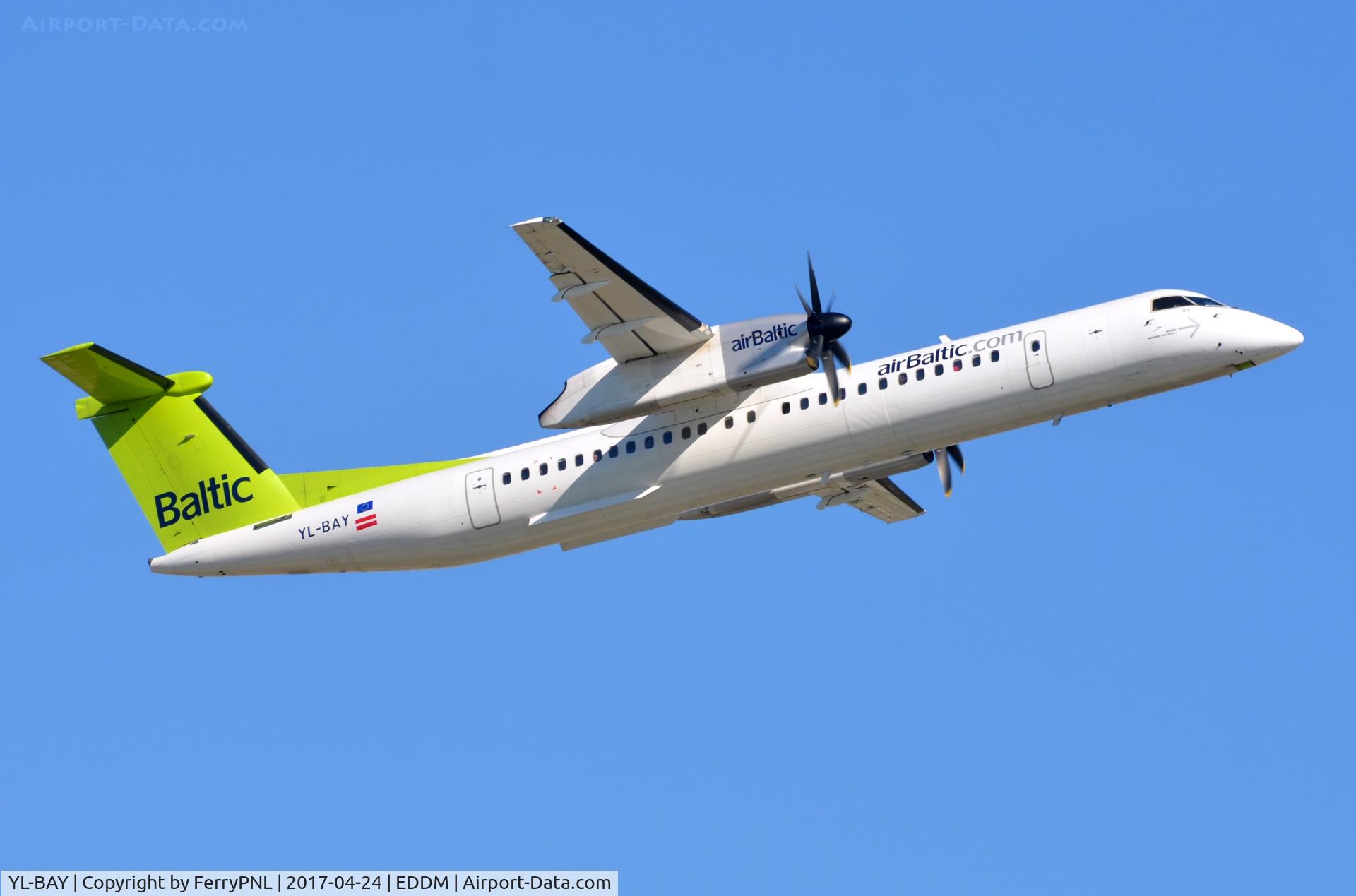 YL-BAY, 2010 De Havilland Canada DHC-8-402Q Dash 8 C/N 4331, Air Baltic DHC8 heading northeast.