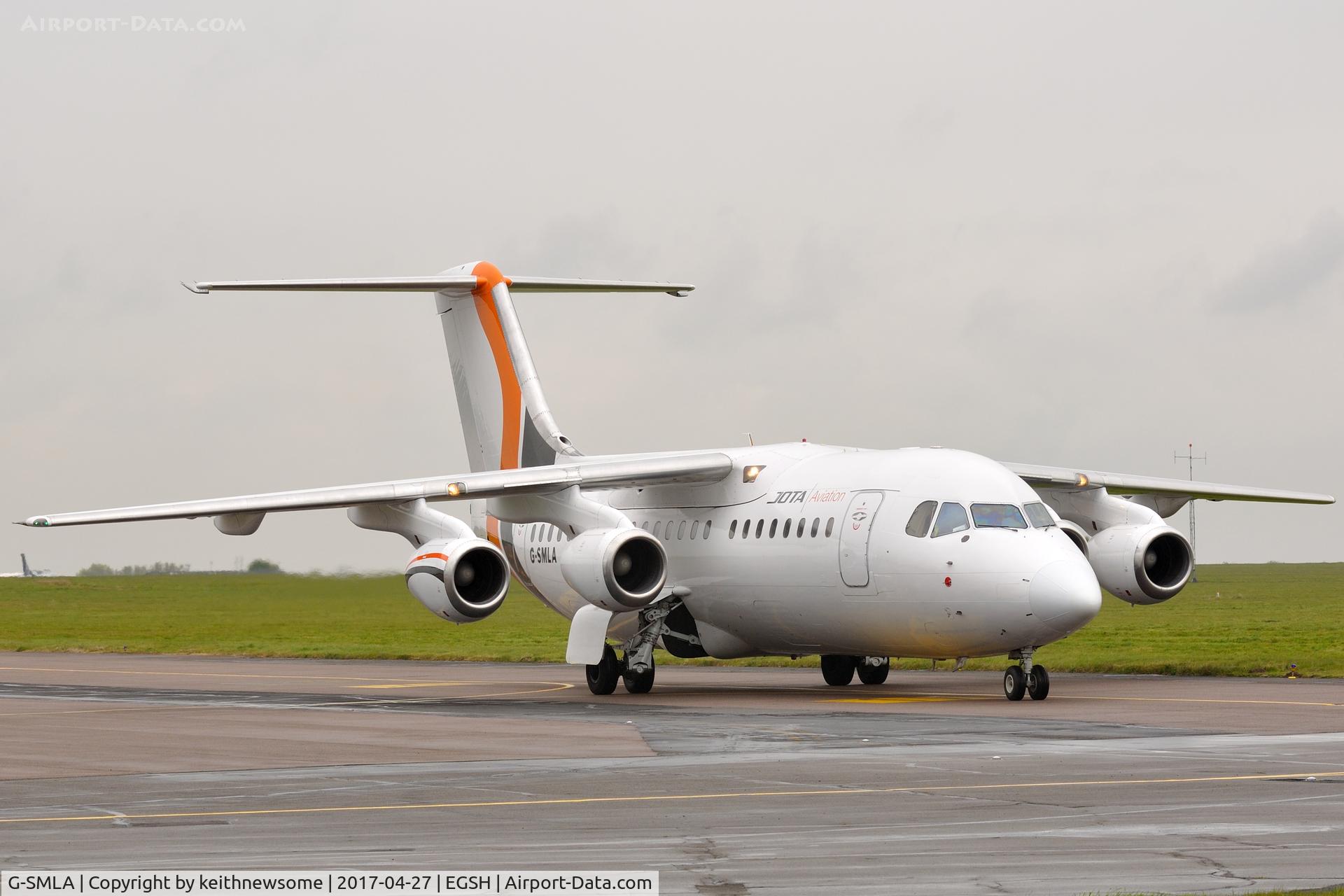 G-SMLA, 1985 British Aerospace BAe.146-200 C/N E2047, Arriving to carry out Loganair flight.