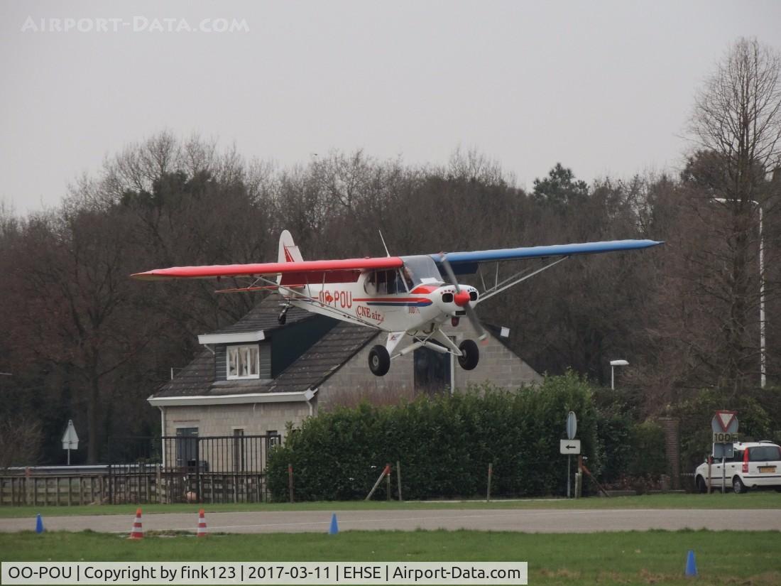 OO-POU, 1962 Piper PA-18-150 Super Cub C/N 18-7865, flight for the banner pick up