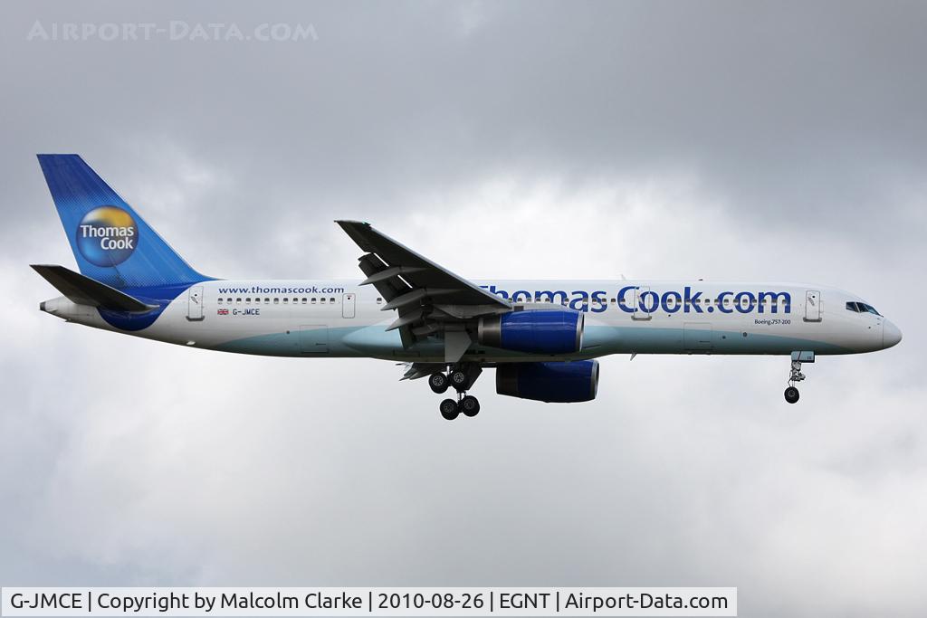 G-JMCE, 2000 Boeing 757-25F C/N 30758, Boeing 757-25F on approach to 07 at Newcastle Airport UK. August 26th 2010.