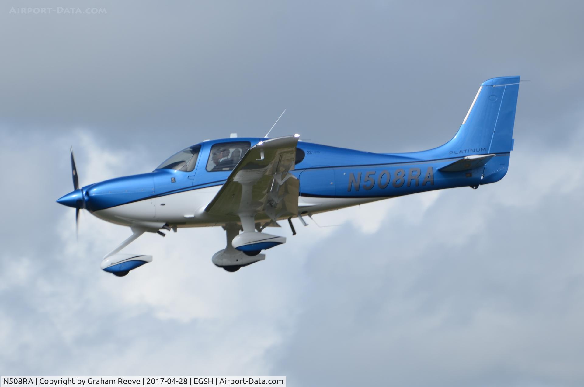 N508RA, 2017 Cirrus SR22 GTS C/N 4458, Landing at Norwich.
