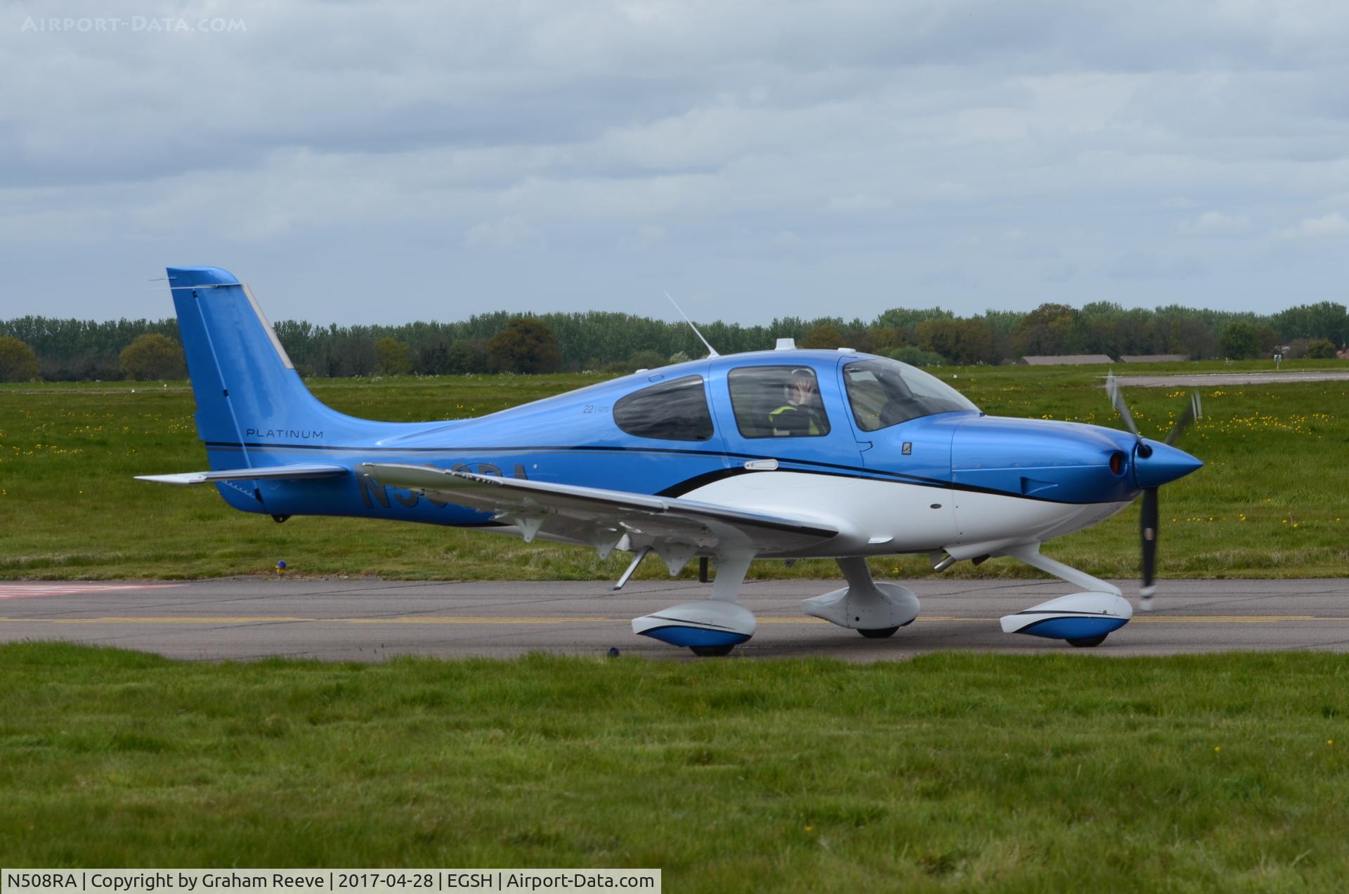 N508RA, 2017 Cirrus SR22 GTS C/N 4458, Departing from Norwich.