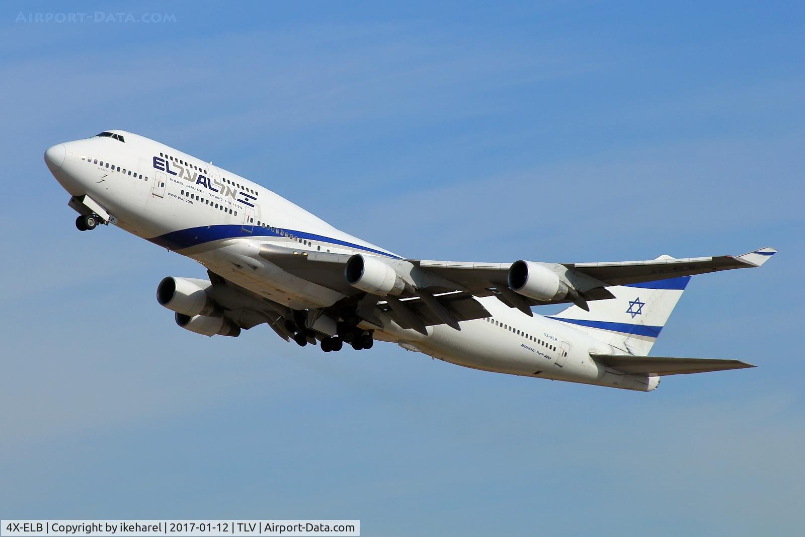 4X-ELB, 1994 Boeing 747-458 C/N 26056, Flight to JFK, NYC, after T/O runway 26.