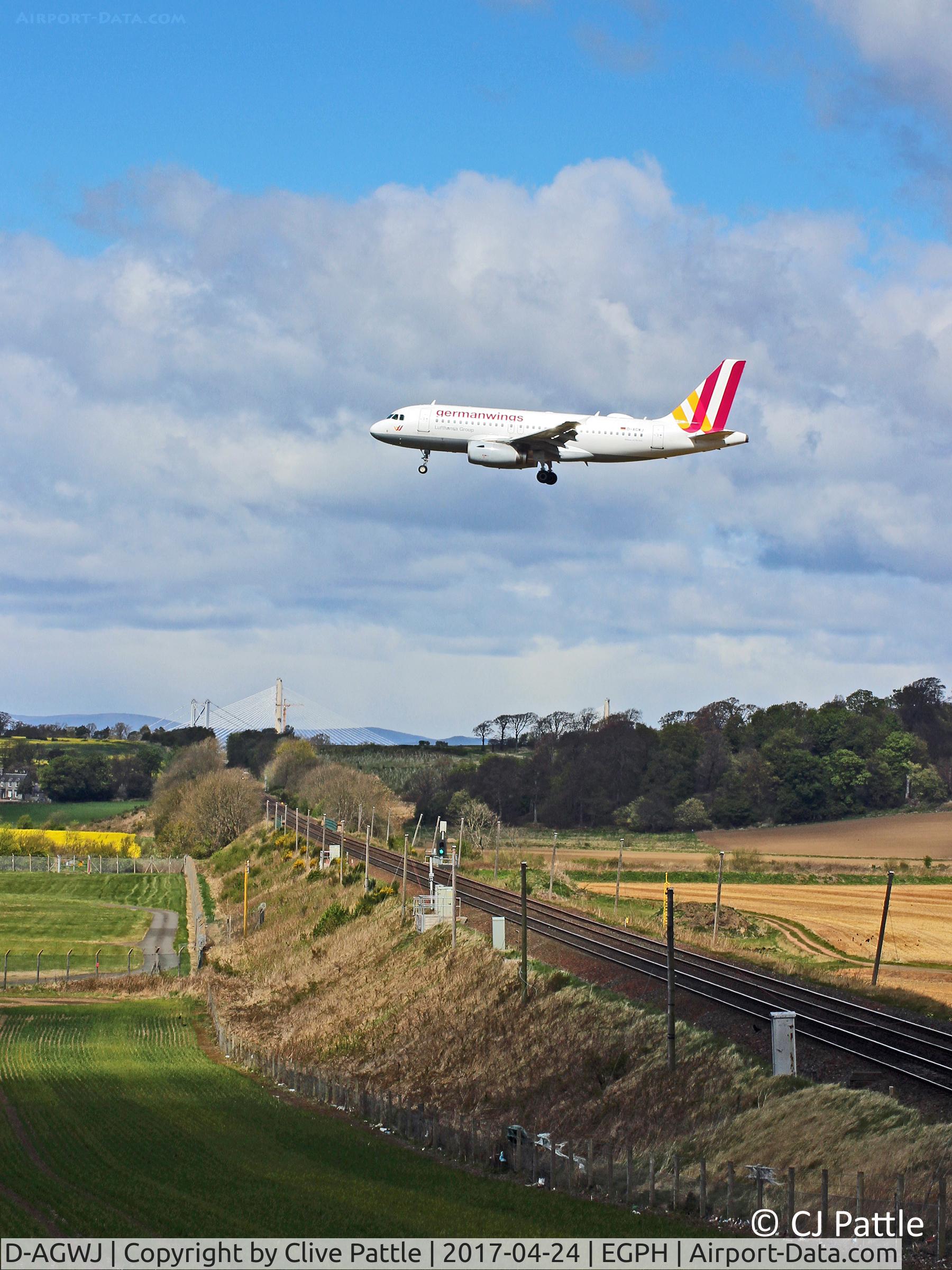 D-AGWJ, 2008 Airbus A319-132 C/N 3375, Pictorial approach to Edinburgh with new Forth Road Bridge in background