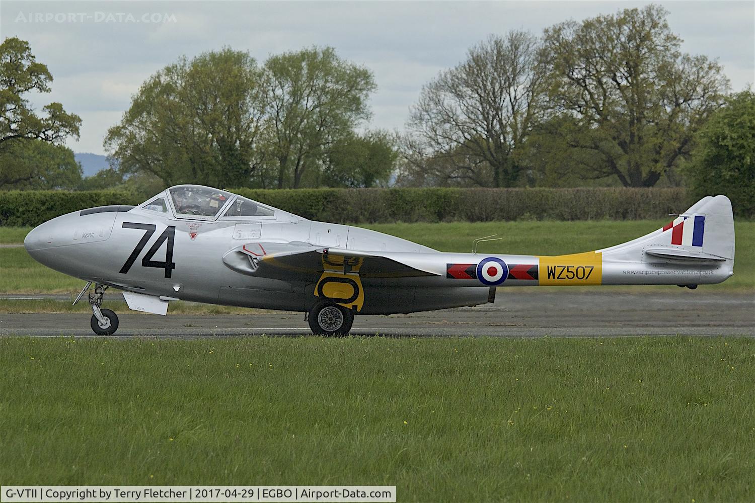 G-VTII, 1954 De Havilland DH-115 Vampire T.11 C/N 15127, At 2017 Radial and Trainer Fly-In at Wolverhampton Halfpenny Green Airport