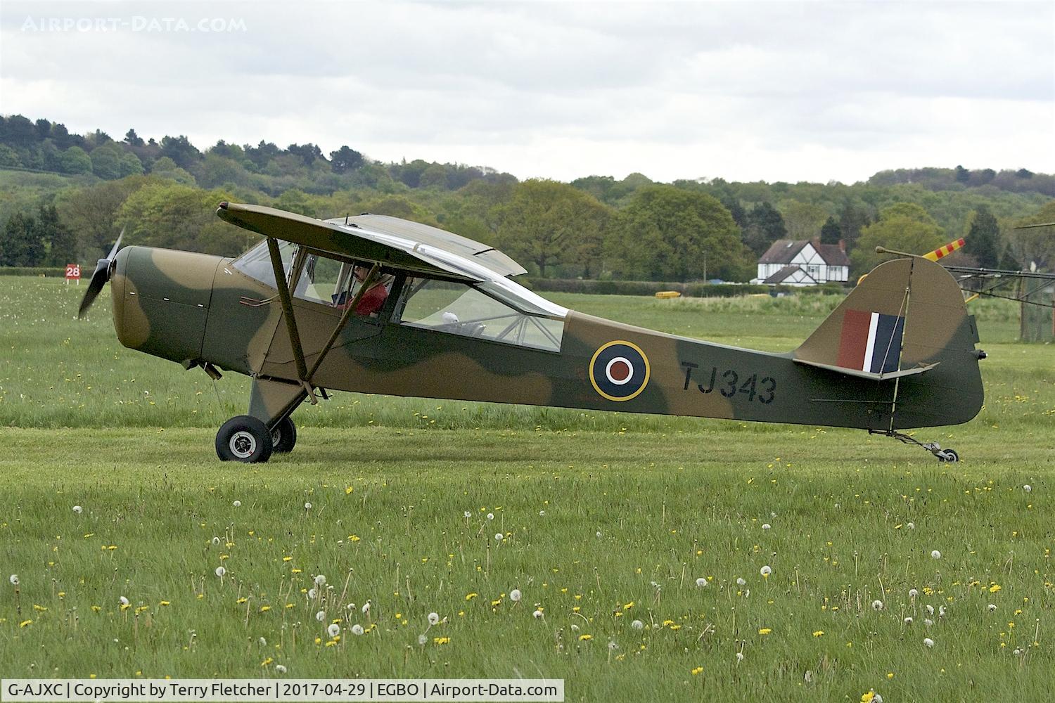 G-AJXC, 1944 Taylorcraft J Auster 5 C/N 1409, At 2017 Radial and Trainer Fly-In at Wolverhampton Halfpenny Green Airport