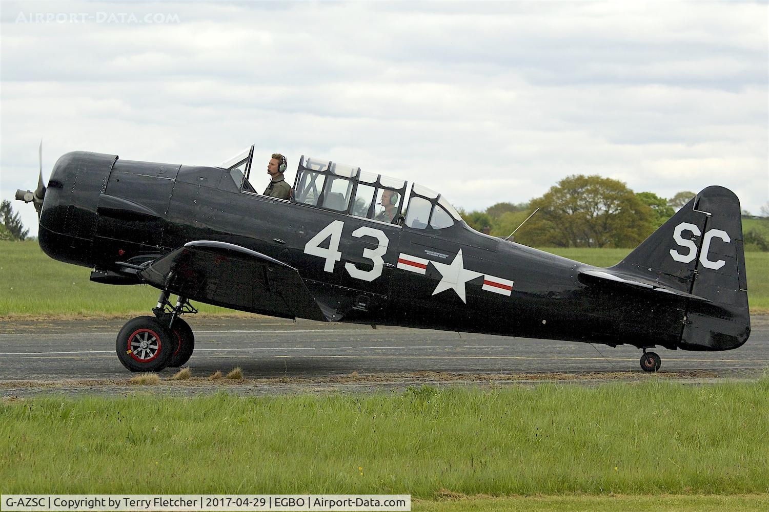 G-AZSC, 1943 Noorduyn AT-16 Harvard IIB C/N 14A-1363, At 2017 Radial and Trainer Fly-In at Wolverhampton Halfpenny Green Airport