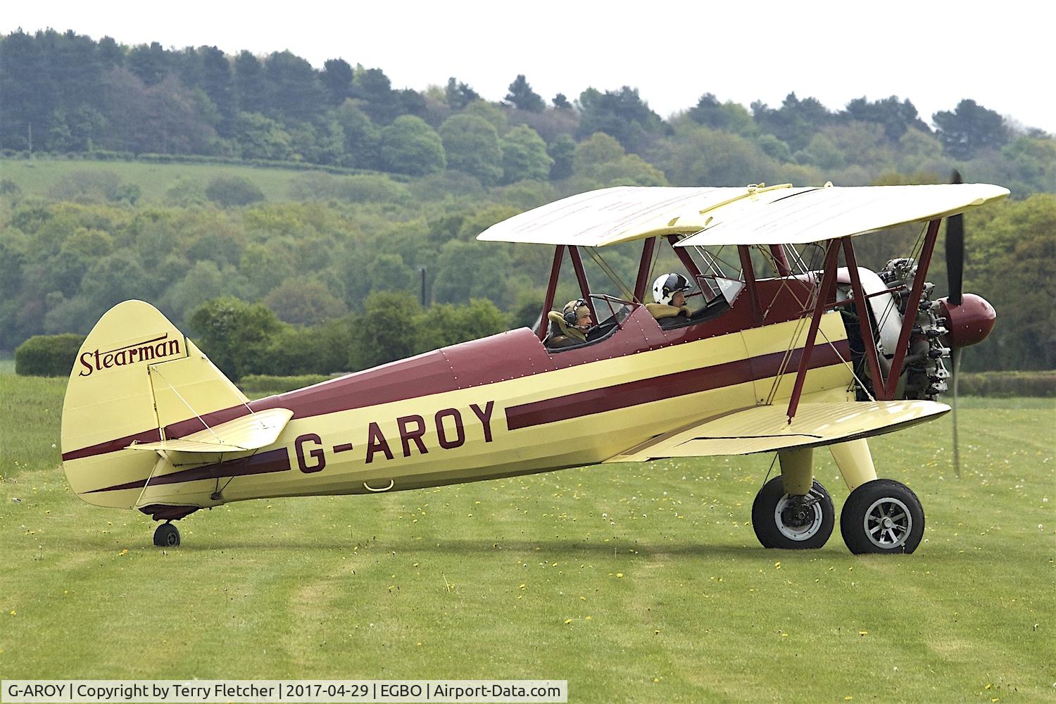 G-AROY, 1942 Boeing PT-17 Kaydet (A75N1) C/N 75-4775, At 2017 Radial and Trainer Fly-In at Wolverhampton Halfpenny Green Airport