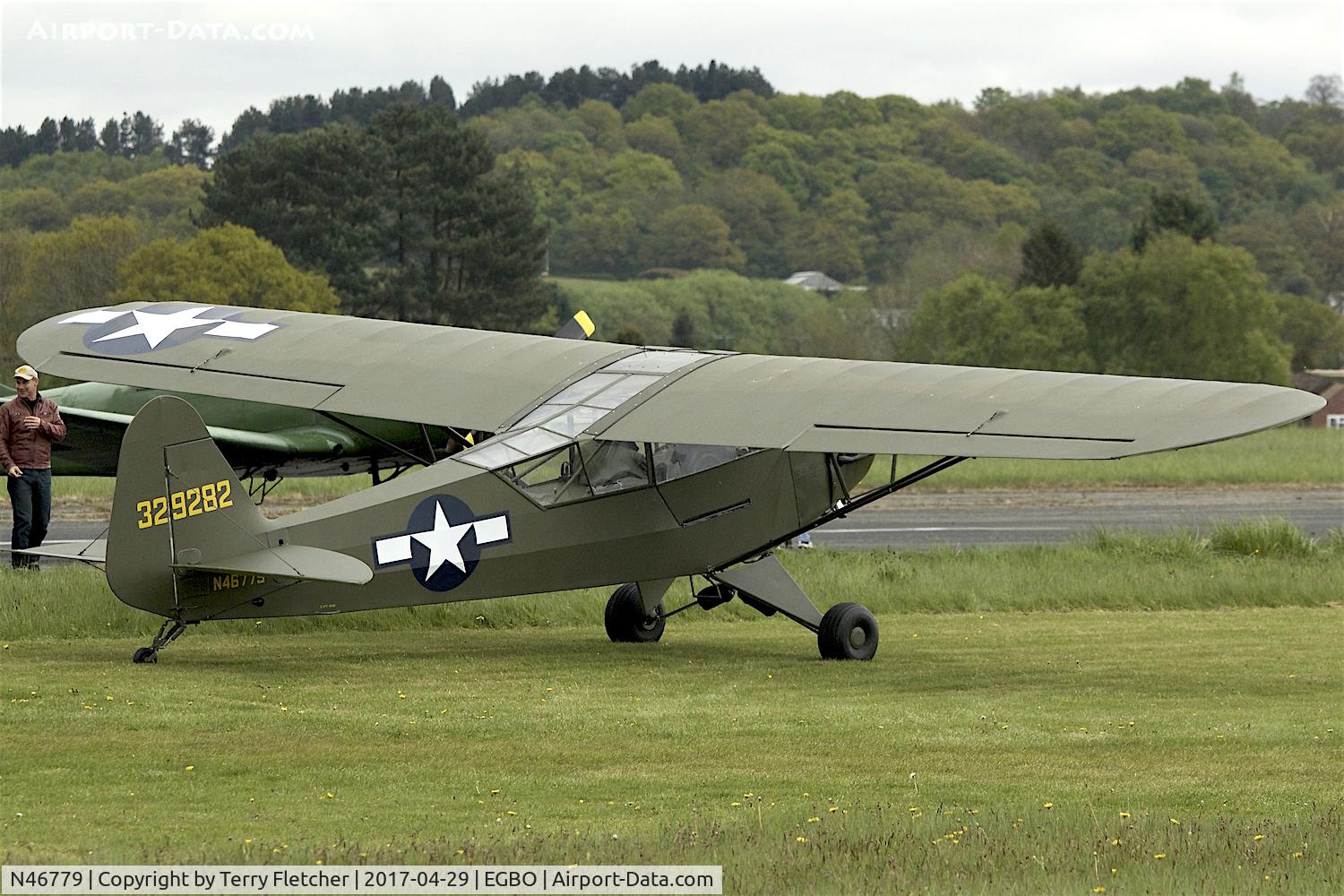 N46779, Piper J3C-65 Cub Cub C/N 10573, At 2017 Radial and Trainer Fly-In at Wolverhampton Halfpenny Green Airport