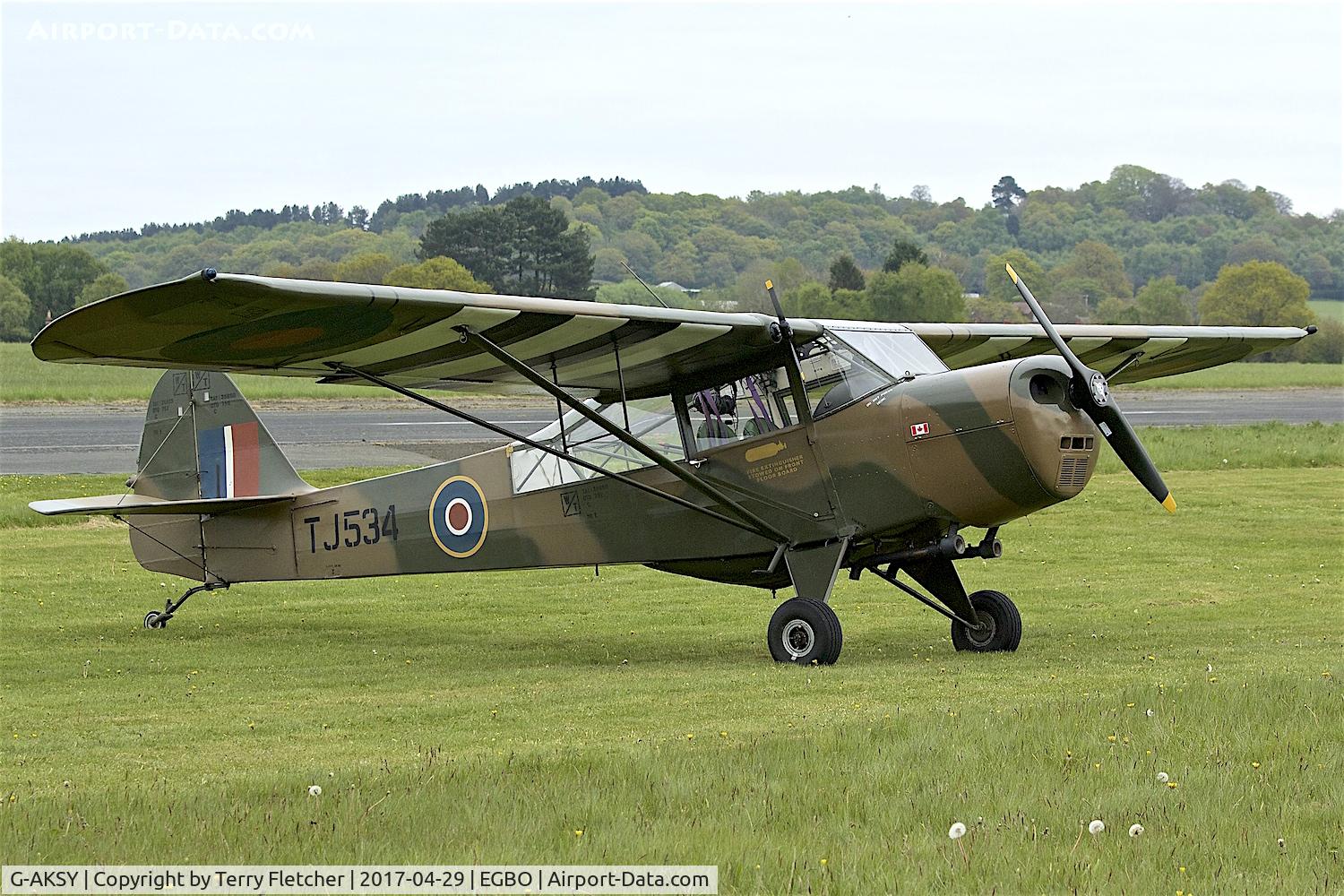 G-AKSY, 1944 Taylorcraft J Auster 5 C/N 1567, At 2017 Radial and Trainer Fly-In at Wolverhampton Halfpenny Green Airport