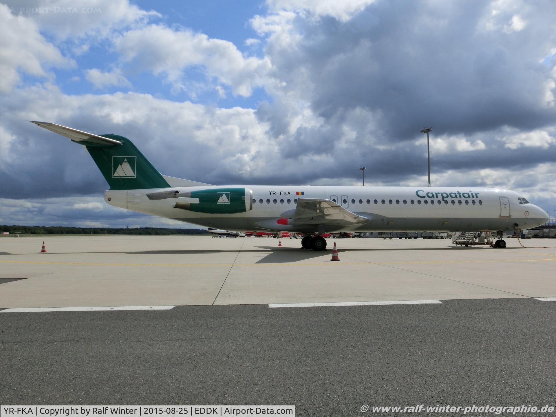 YR-FKA, 1991 Fokker 100 (F-28-0100) C/N 11340, Fokker 100 F28-0100 - V3 KRP Carpatair - 11340 - YR-FKA - 25.08.2015 - CGN