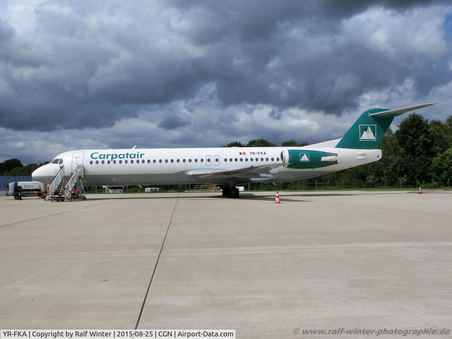 YR-FKA, 1991 Fokker 100 (F-28-0100) C/N 11340, Fokker 100 F28-0100 - V3 KRP Carpatair - 11340 - YR-FKA - 25.08.2015 - CGN