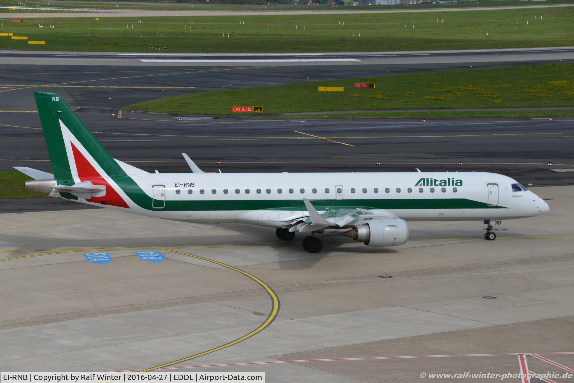 EI-RNB, 2011 Embraer 190LR (ERJ-190-100LR) C/N 19000479, Embraer ERJ-190STD 190-100 - SYL Alitalia Cityliner 'Parco Nazionale del Pollino' - 19000479 - EI-RNB - 27.04.2016 - DUS