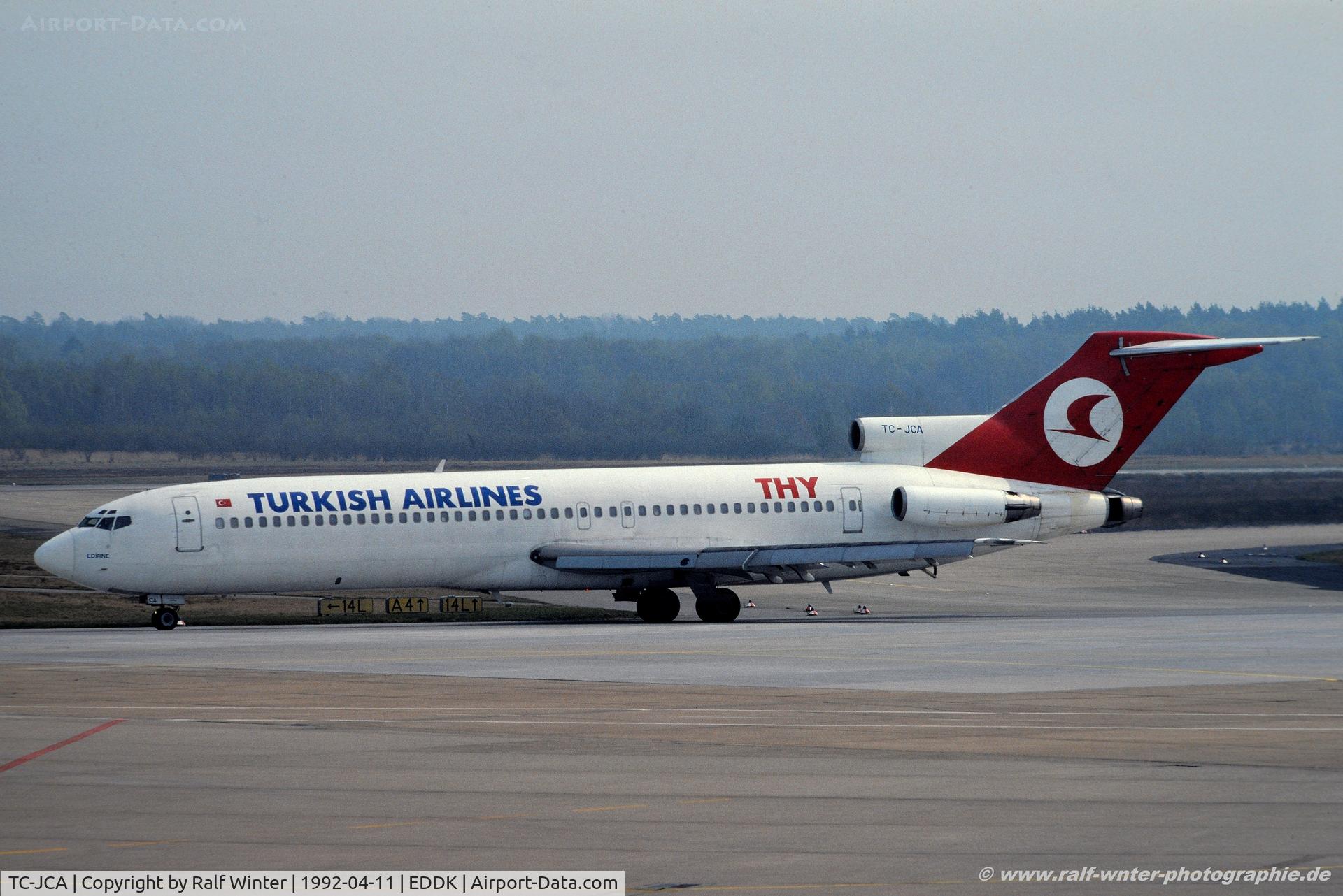 TC-JCA, 1982 Boeing 727-2F2 C/N 22992, Boeing 727-2F2 - THY Turkish Airlines 'Edirne' - TC-JCA - 11.04.1992 - CGN