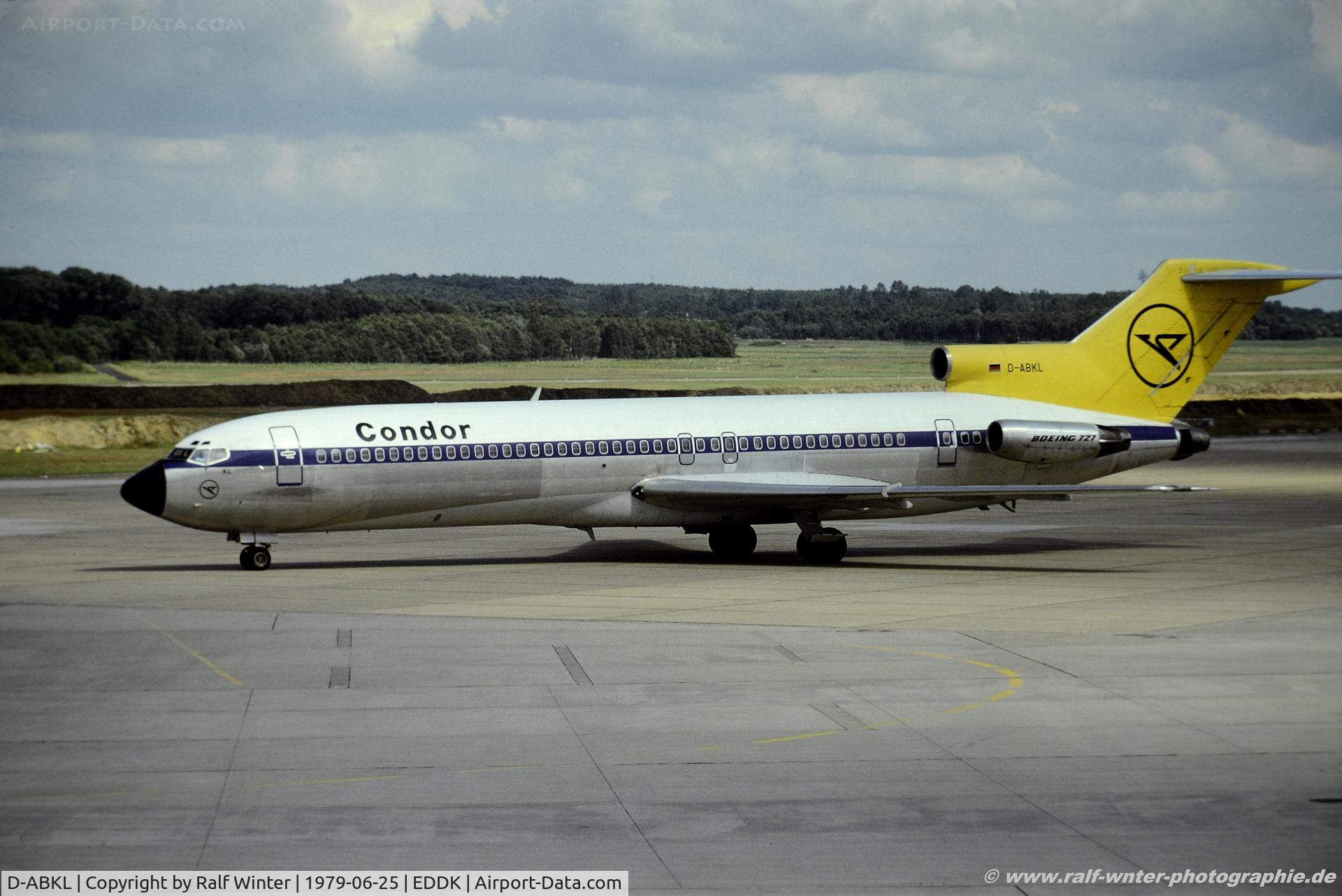 D-ABKL, 1975 Boeing 727-230 C/N 21114, Boeing 727-230 - Condor Flugdienst - - 21114 - D-ABKL - 25.06.1979 - CGN