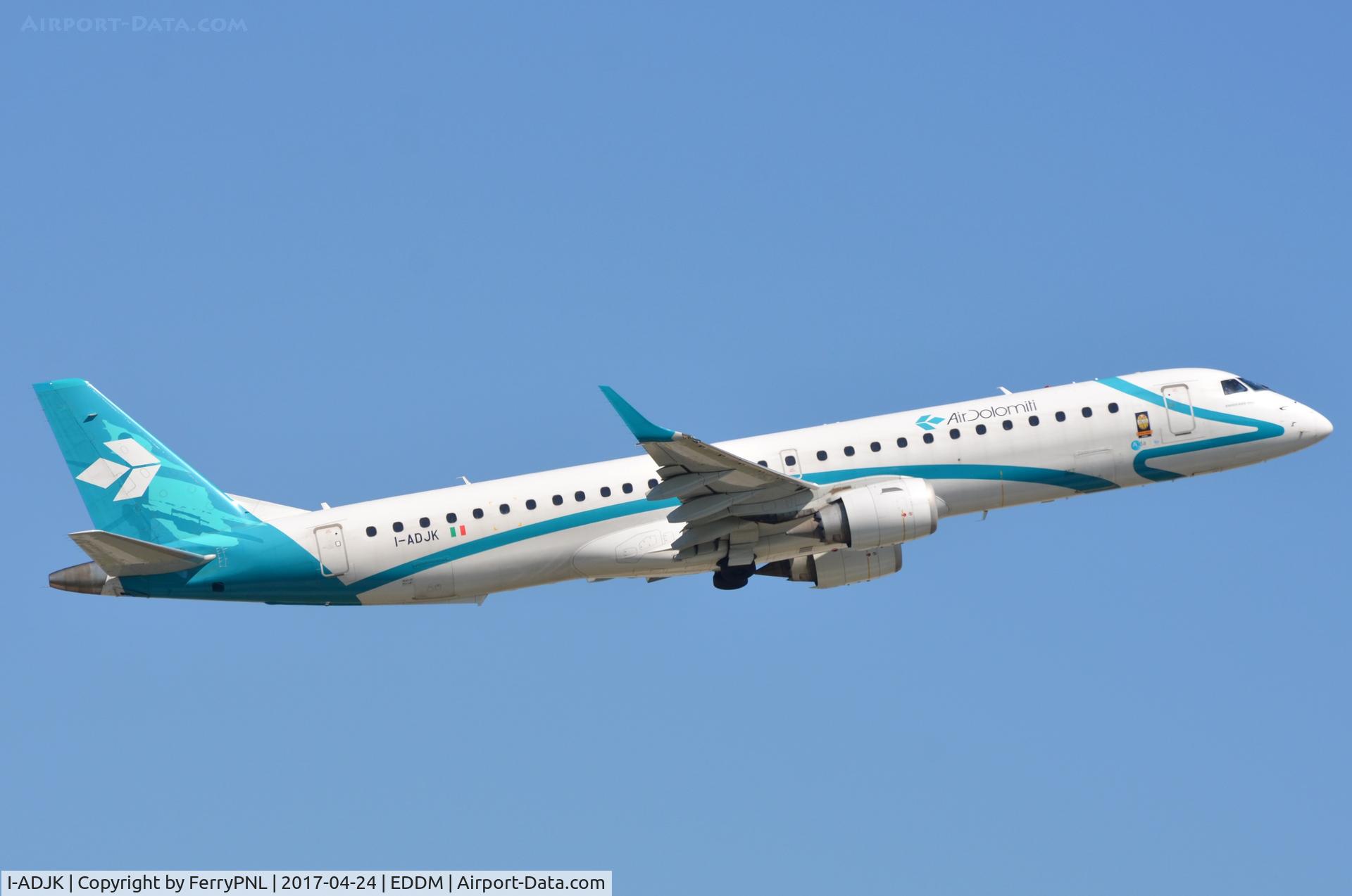 I-ADJK, 2009 Embraer 195LR (ERJ-190-200LR) C/N 19000245, Air Dolomiti ERJ195 departing.