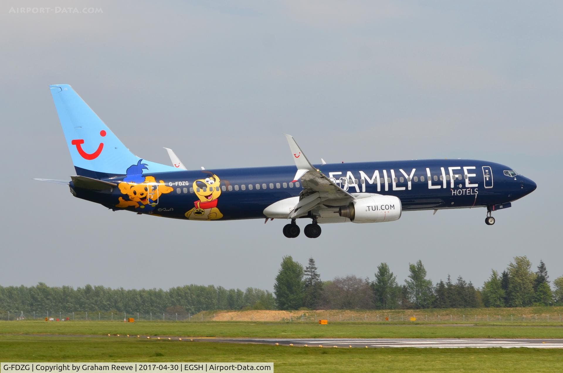 G-FDZG, 2008 Boeing 737-8K5 C/N 35139, Landing at Norwich.