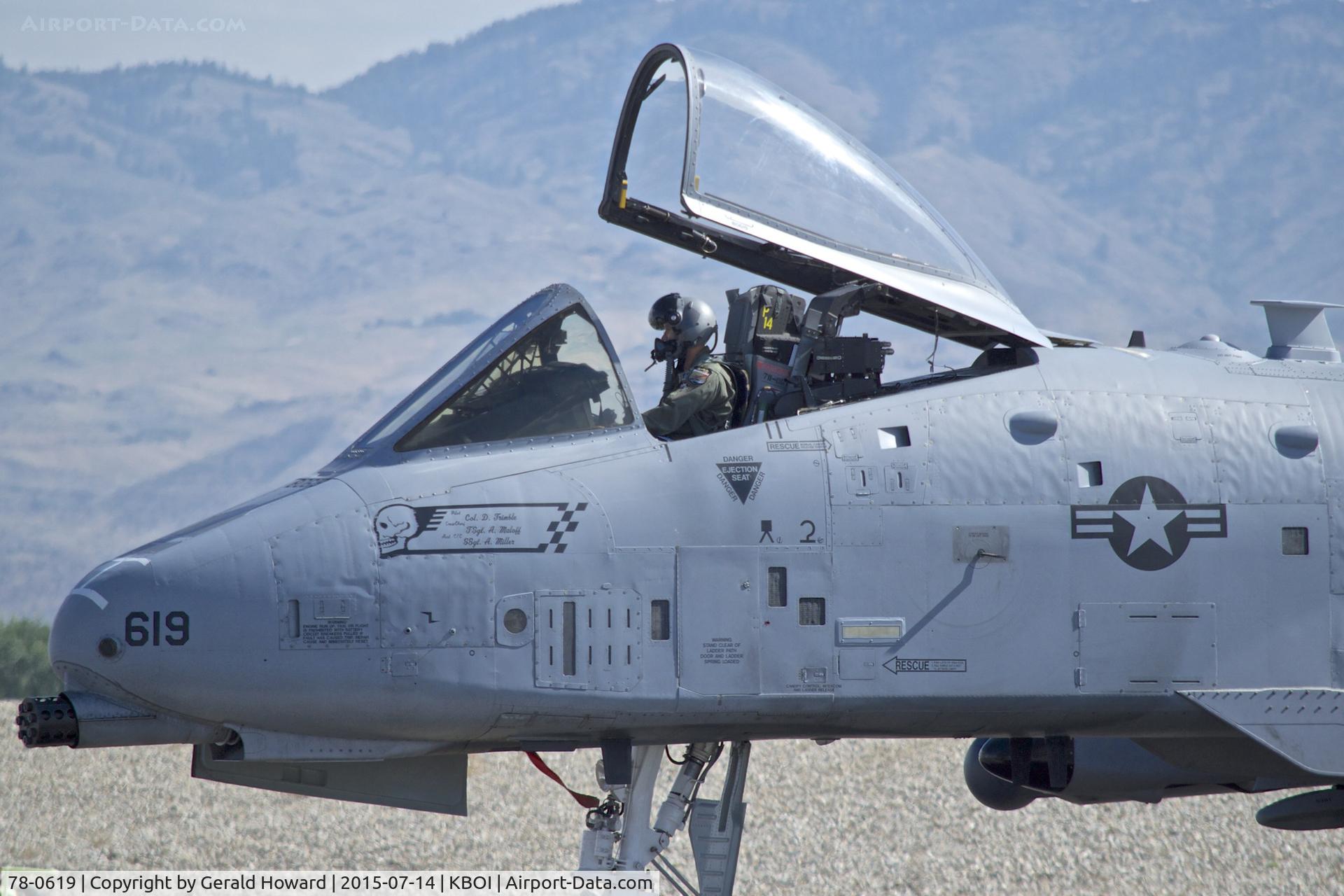 78-0619, 1978 Fairchild Republic A-10C Thunderbolt II C/N A10-0239, Taxiing on Foxtrot.  190th Fighter Sq., Idaho ANG.