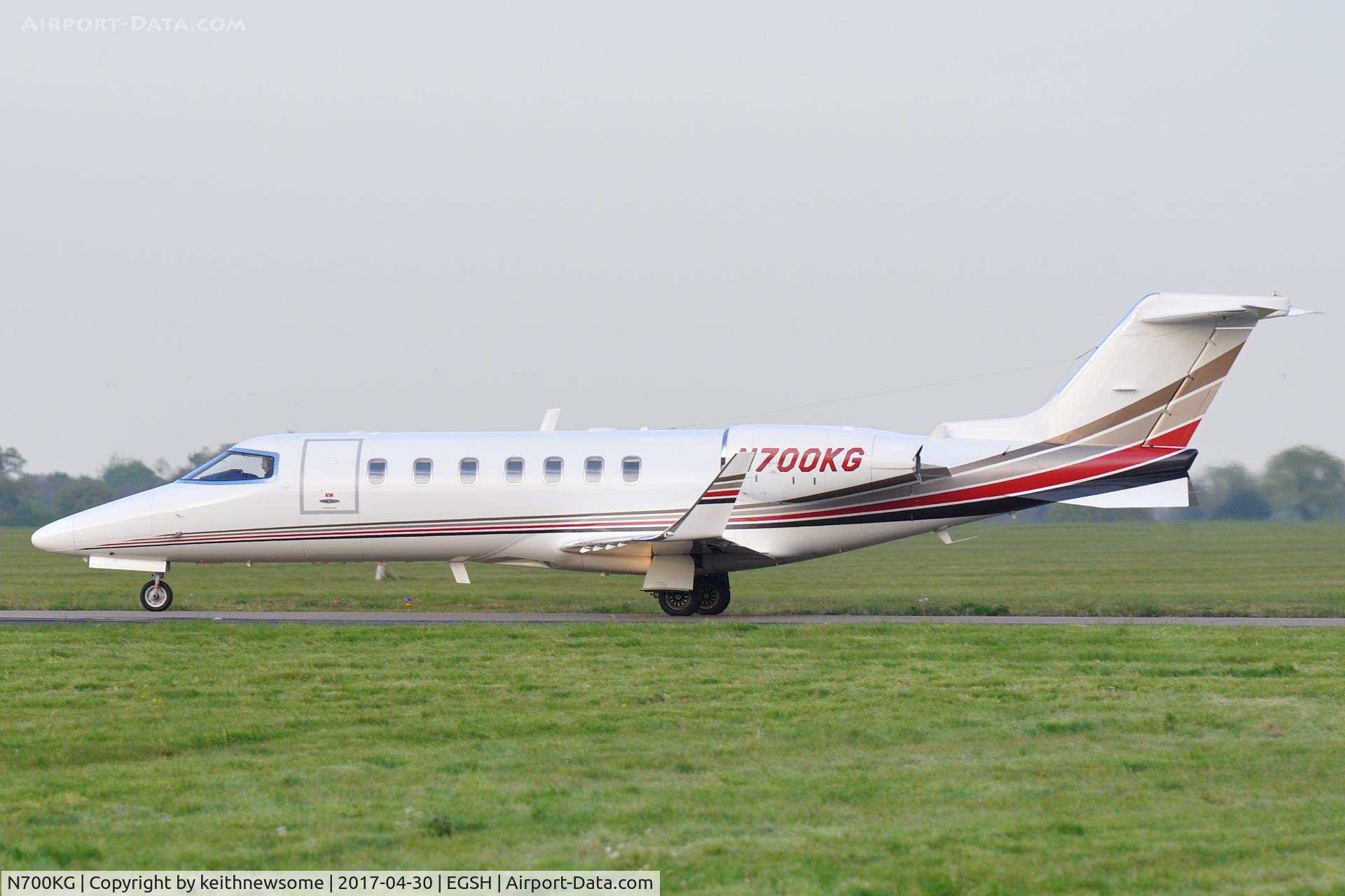 N700KG, 2004 Learjet 45 C/N 2017, Nice visitor leaving Norwich.