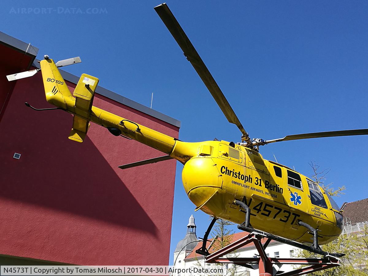 N4573T, MBB Bo-105S C/N S-672, Due to the Quadripartite Agreement on Berlin, no German aircraft were allowed to fly in Berlin. So this rescue helicopter “Christoph 31” was US-registered (ex D-HOFF) and only flown by US pilots from 1987 until 1992. Displayed at the Fire Service Museum i