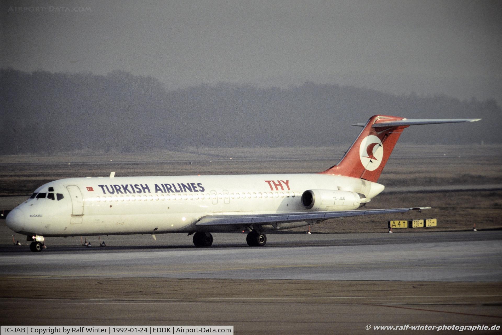 TC-JAB, 1968 Douglas DC-9-32 C/N 45774, McDonnell Douglas DC9-32 - THY Turkish Airlines 'Bogazici' - TC-JAB - 24.01.1992 - CGN
